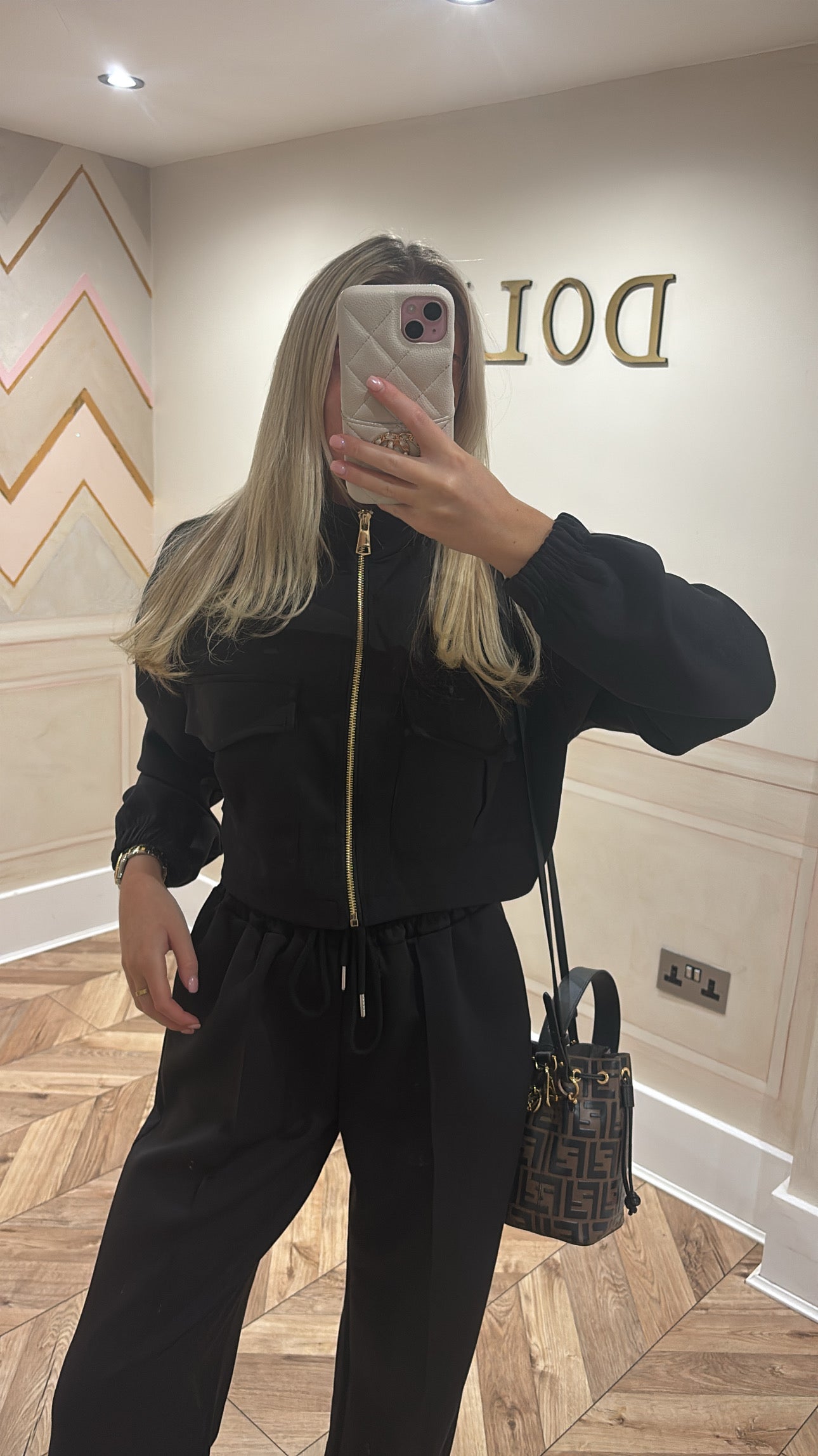 Pocket gold zip lounge set