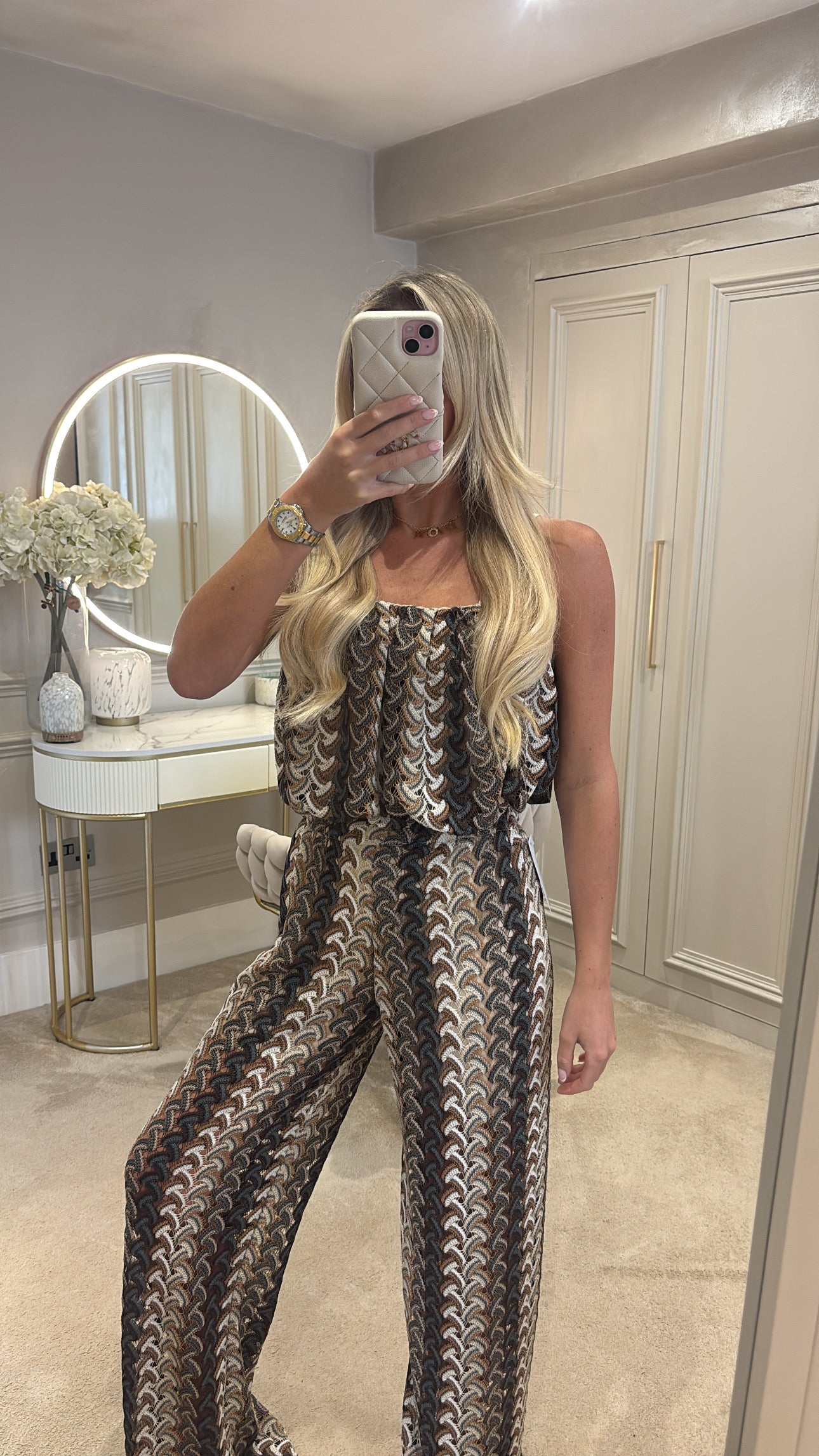 Pattern puff ball trouser co-ord