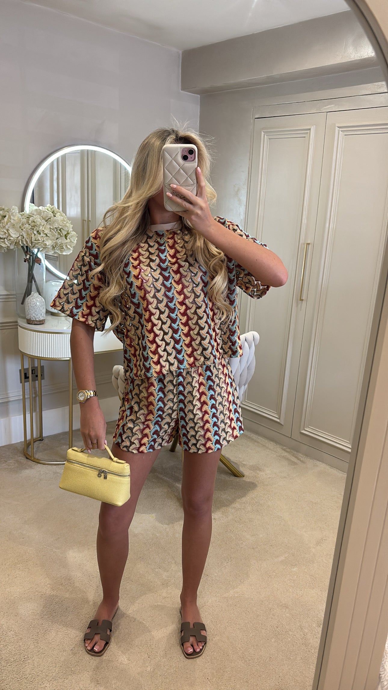 Pattern t-shirt short set