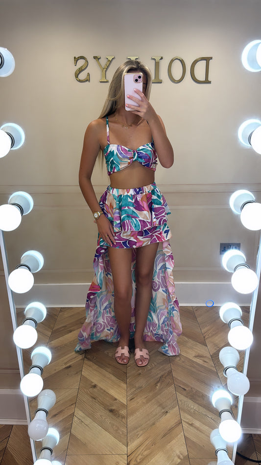 SALE Tropical bow skirt set