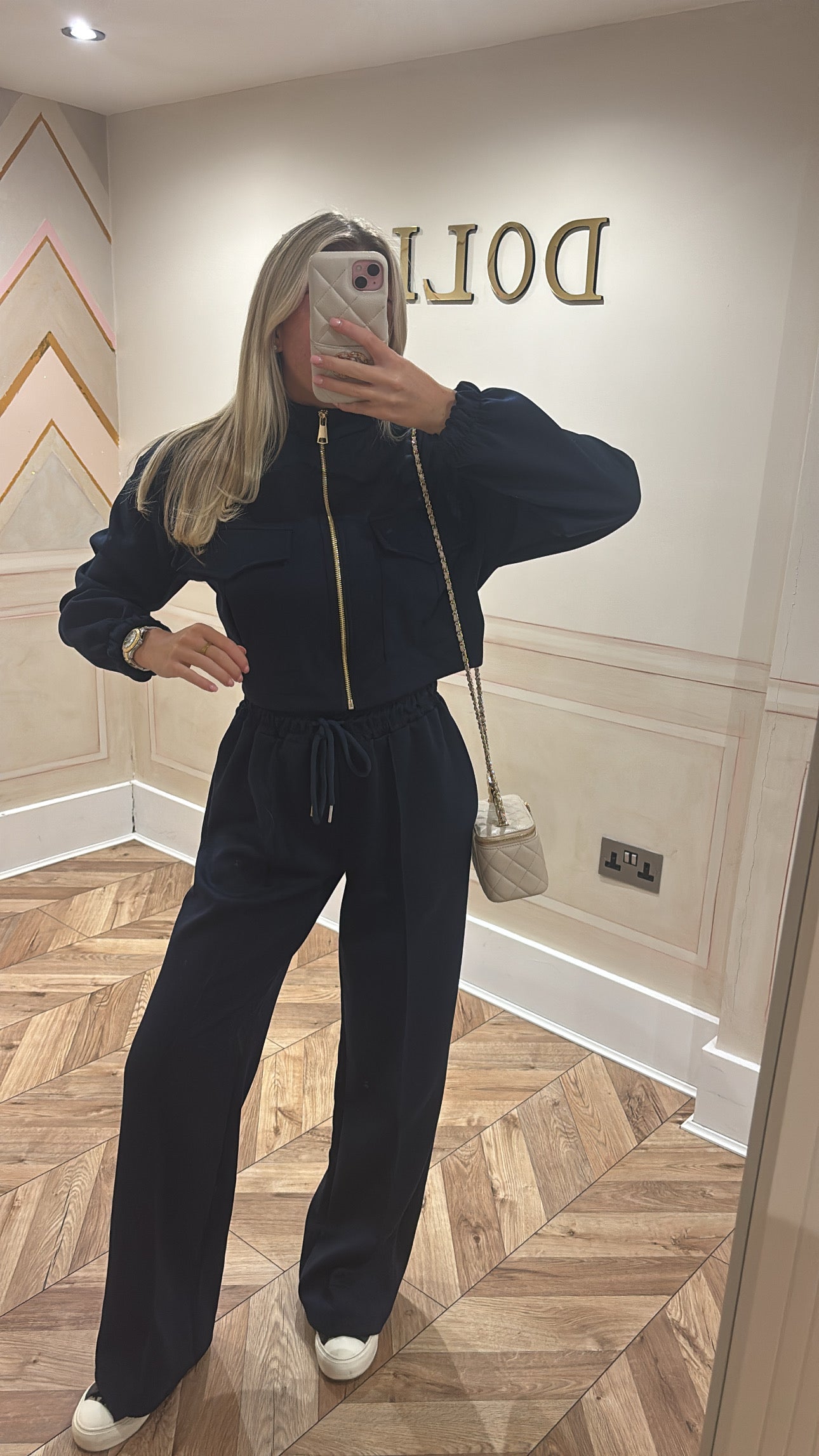 Pocket gold zip lounge set