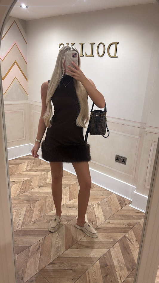 Fur trim dress