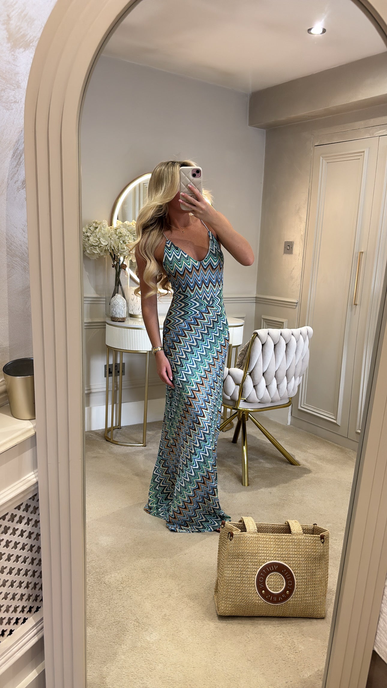 Zig zag backless maxi dress