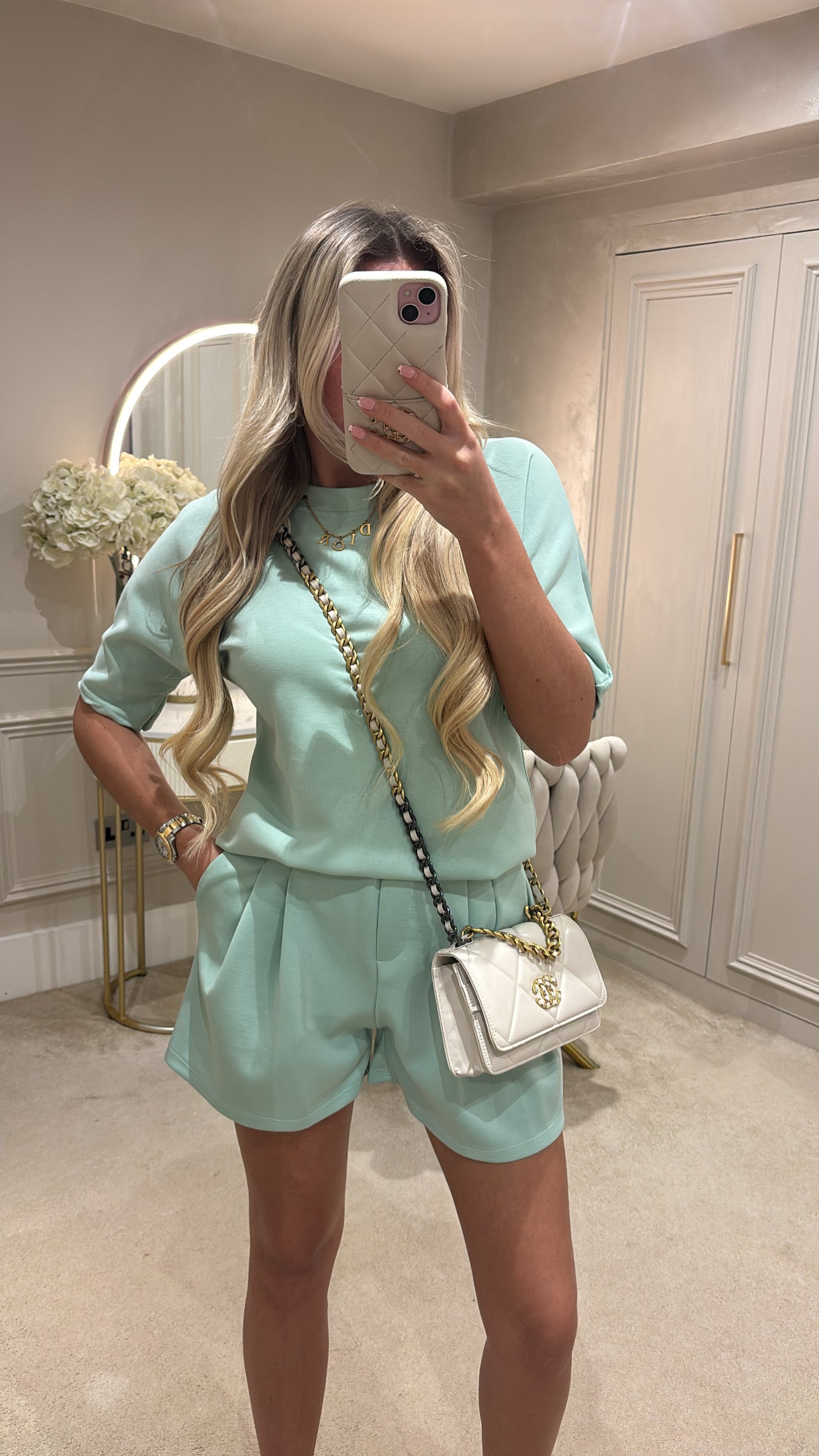 Pleated basic short set ￼