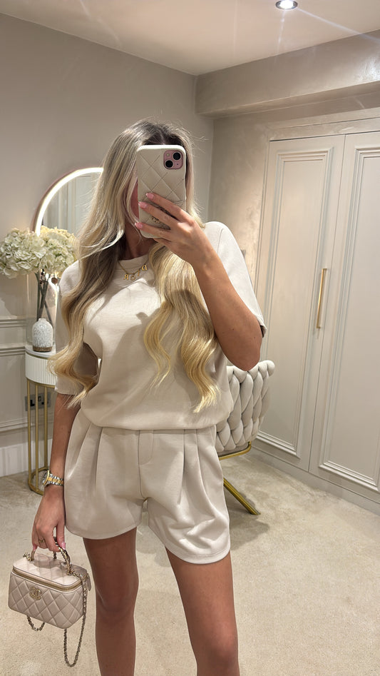 Pleated basic short set