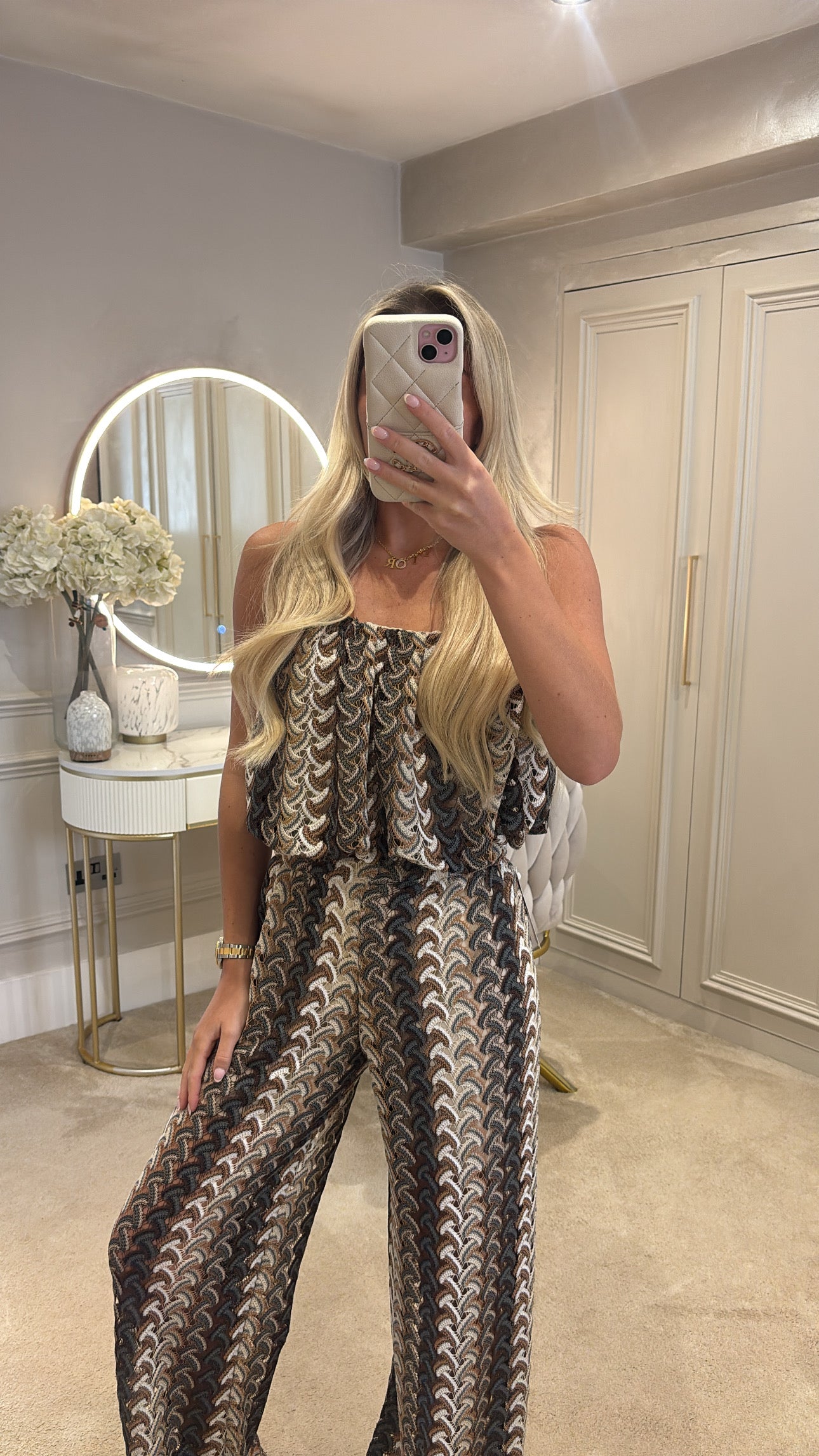 Pattern puff ball trouser co-ord