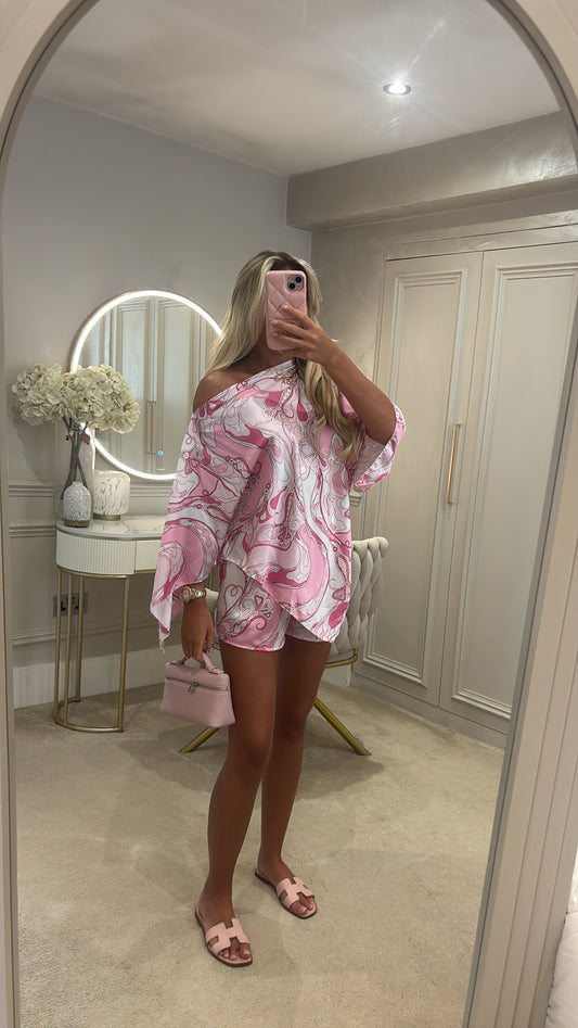 Silk cape short set
