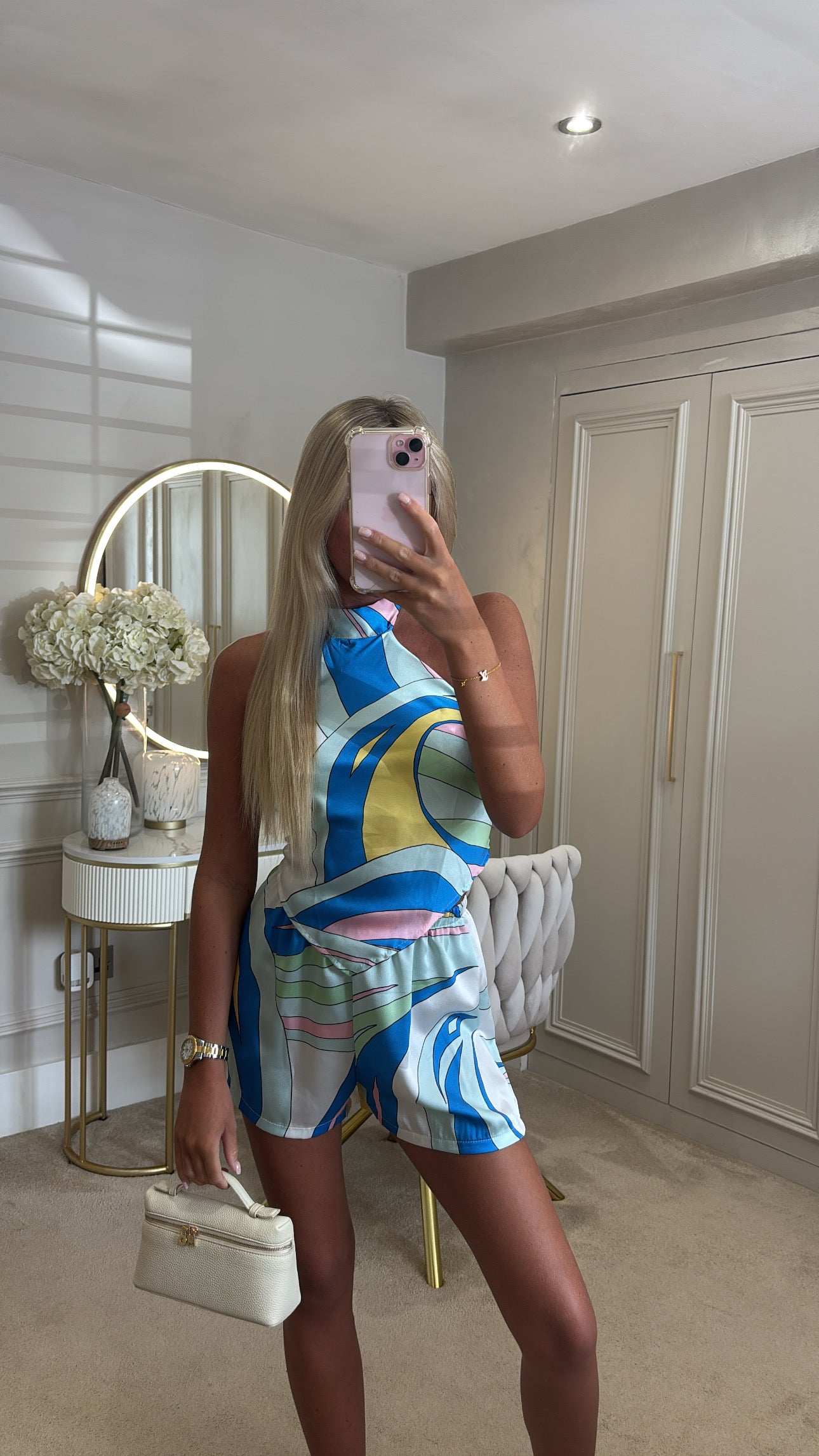 Silk halter neck short set