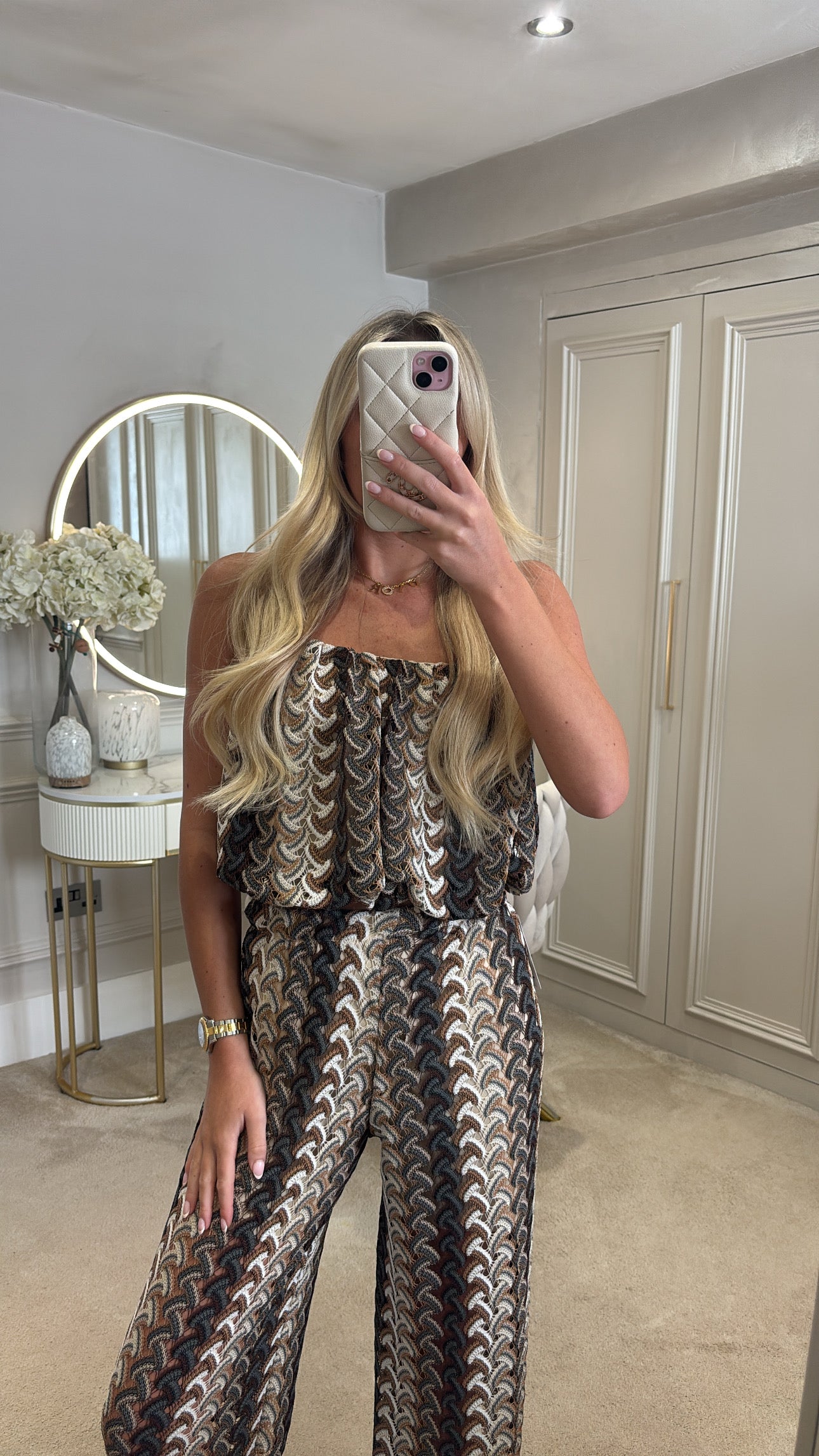 Pattern puff ball trouser co-ord