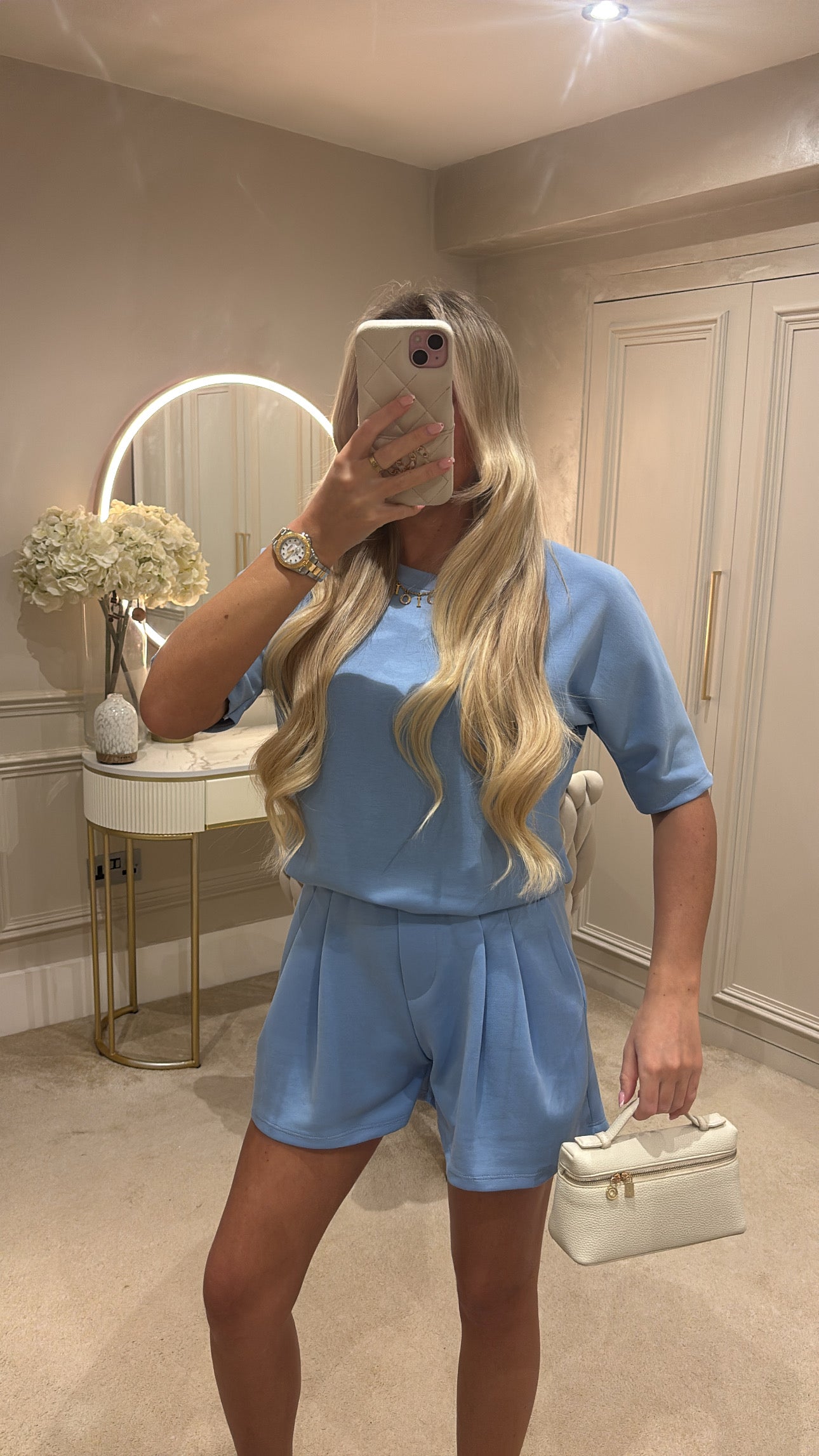 Pleated basic short set