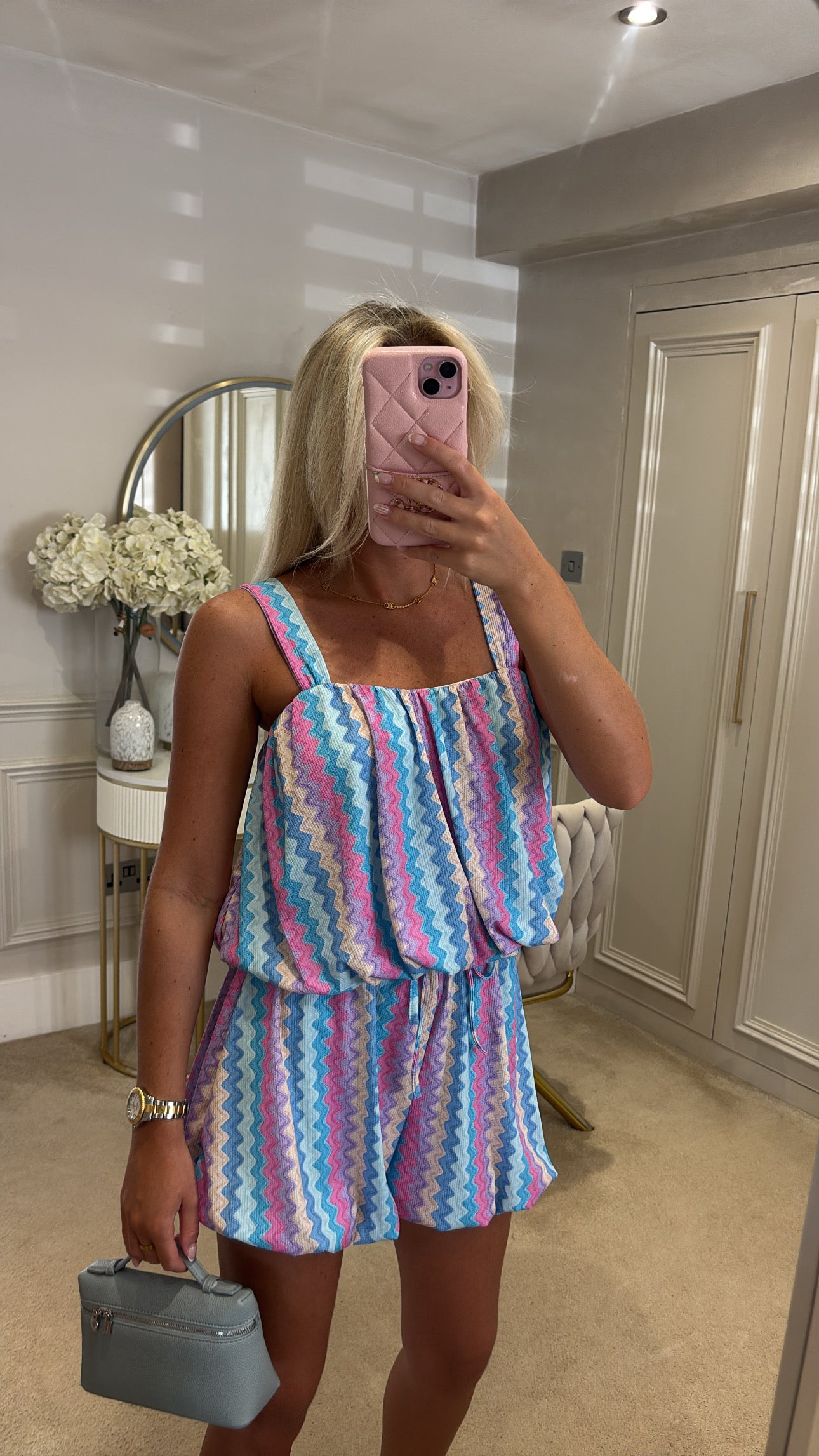 Zig zag puff ball short set