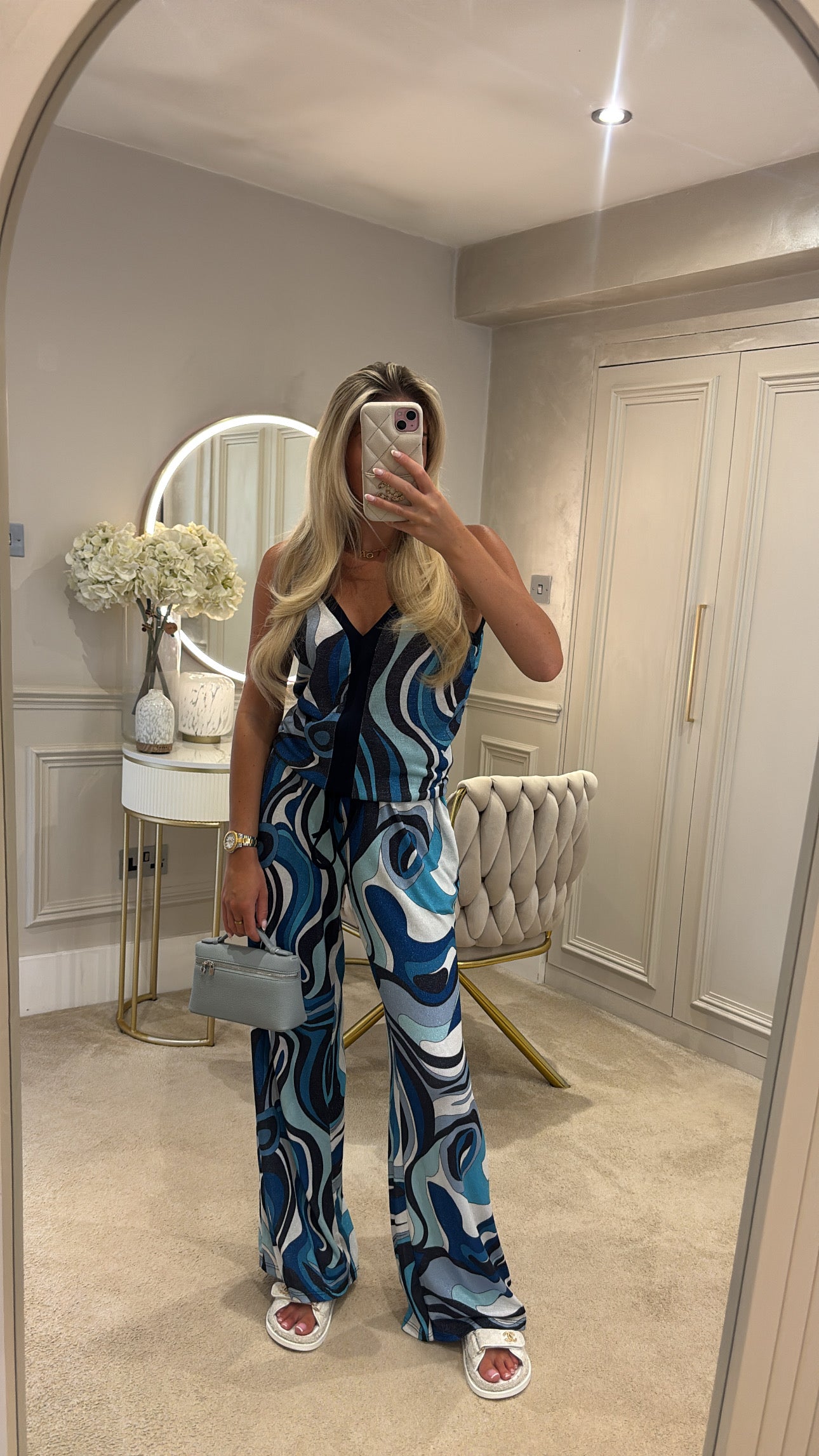Glitter pucci vest trouser set