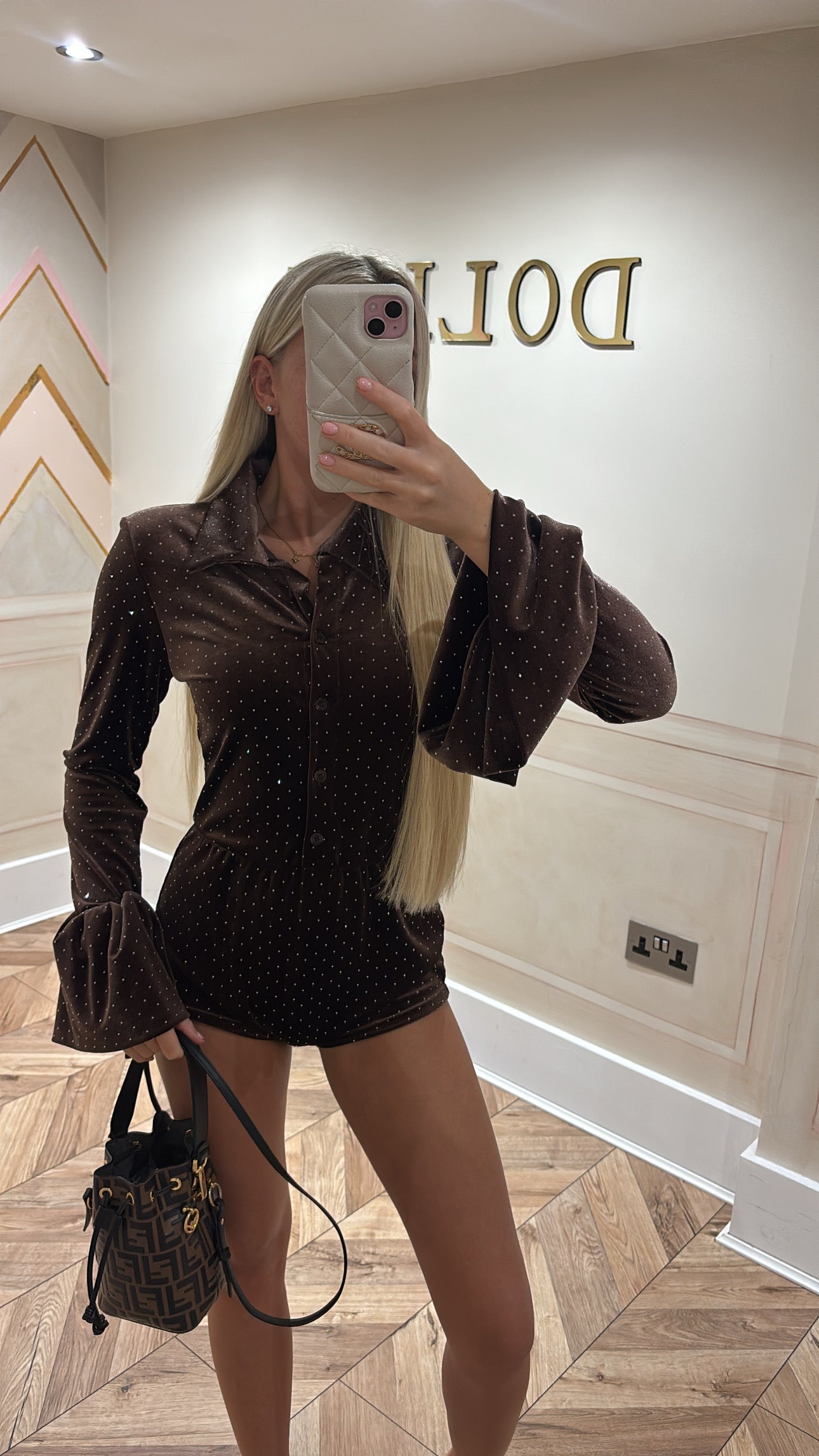 Flared sleeve playsuit