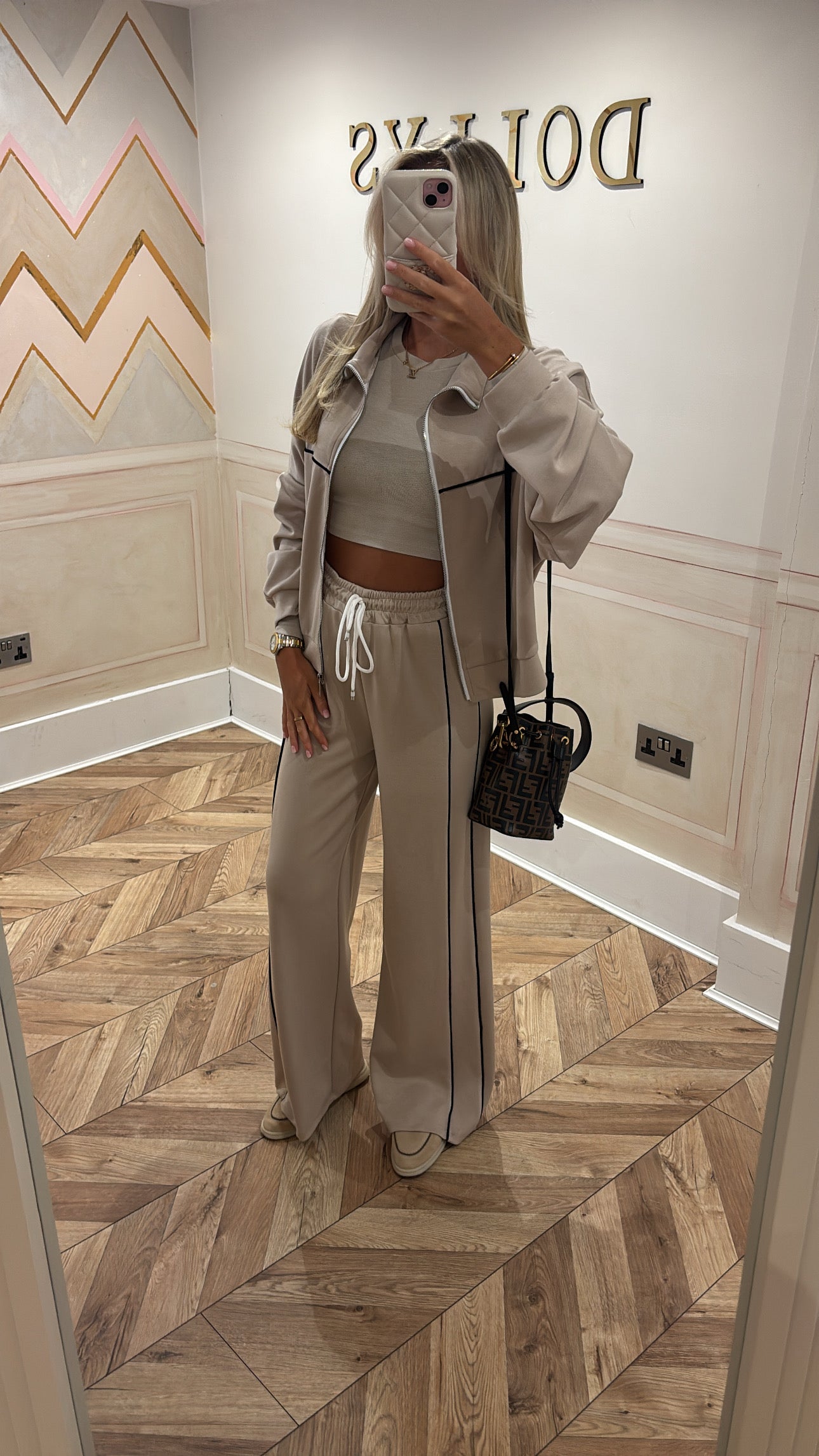 Stripe jacket flared lounge set