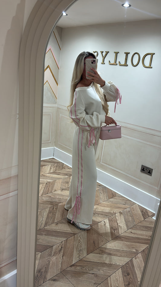 Off the shoulder bow lounge set