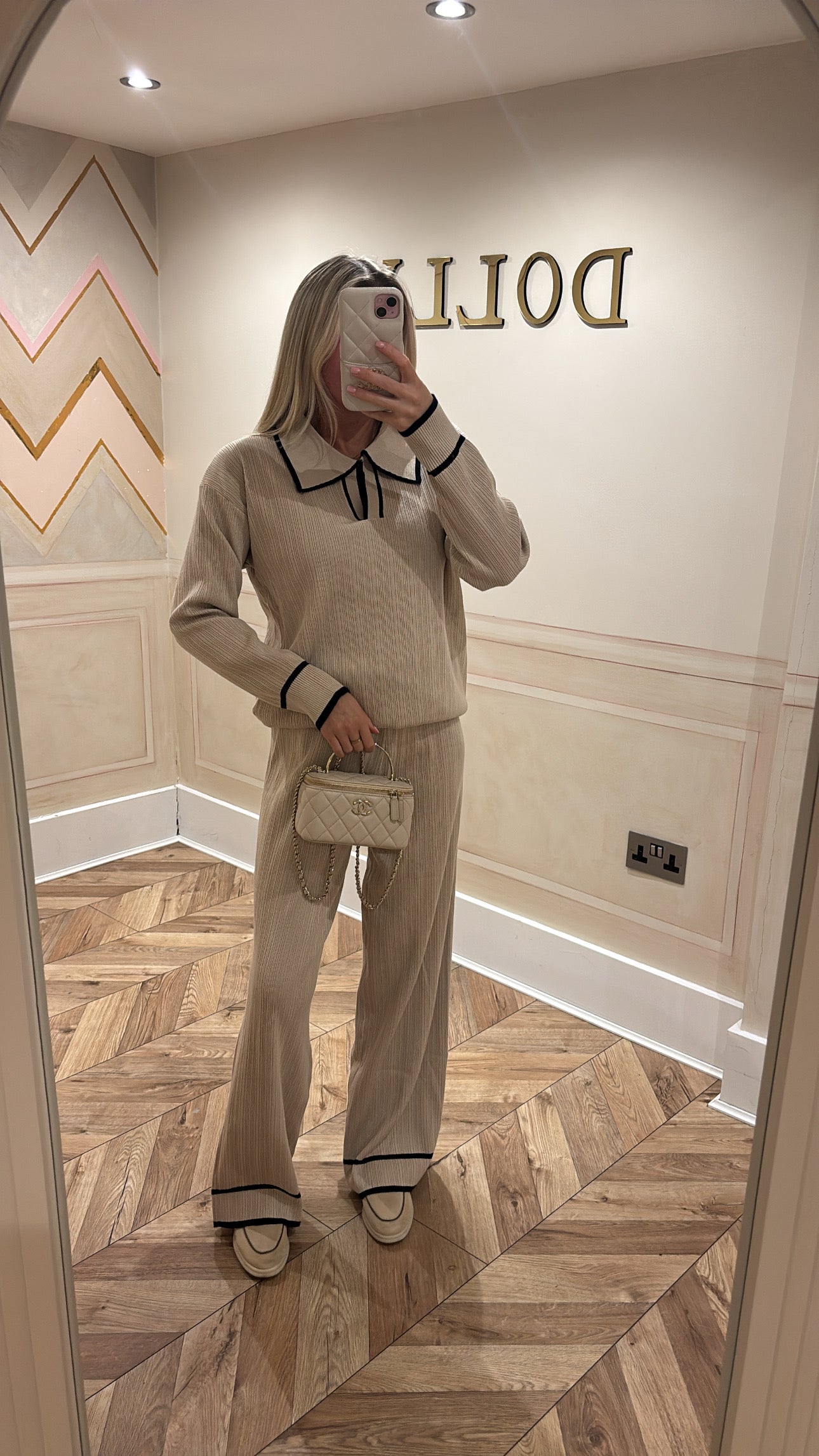 Stripe flared lounge set