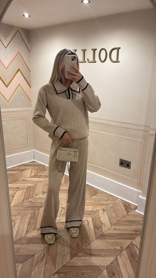 Stripe flared lounge set