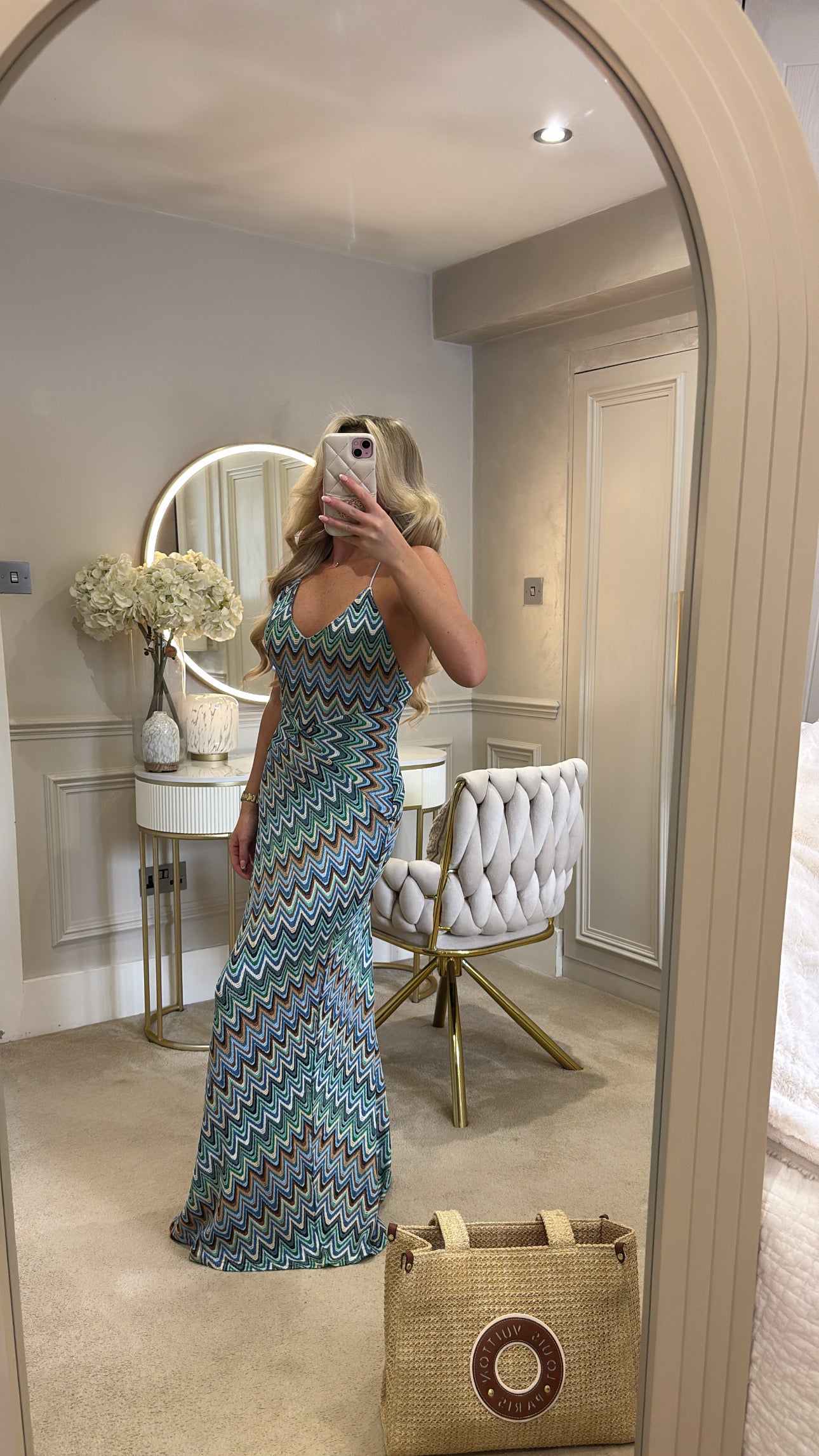 Zig zag backless maxi dress