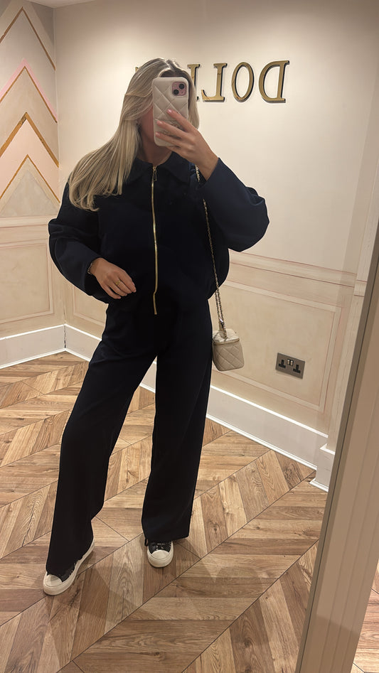 Gold zip jacket lounge set