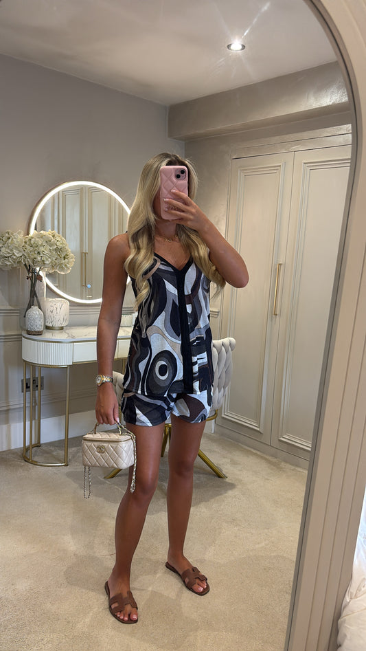 Pucci glitter vest short set