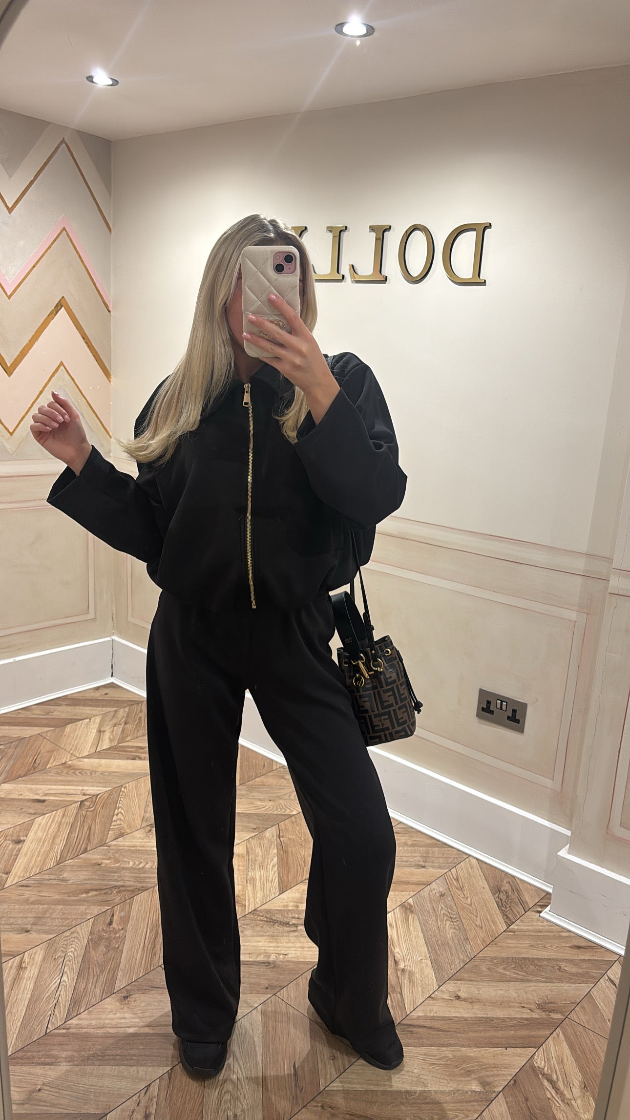 Gold zip jacket lounge set