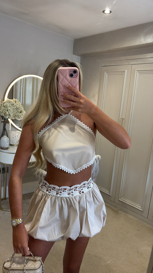 Puff ball skirt set