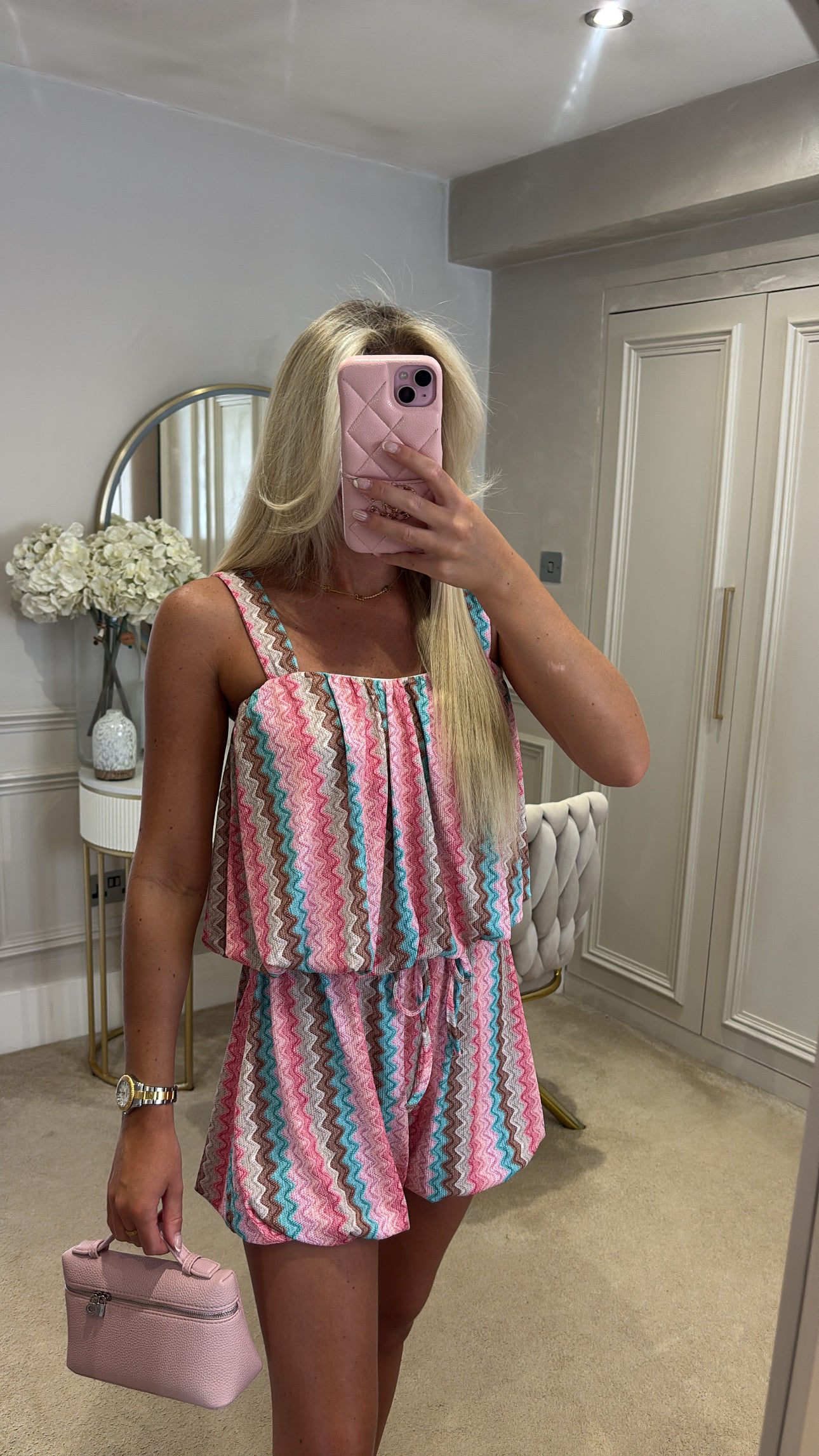Zig zag puff ball short set