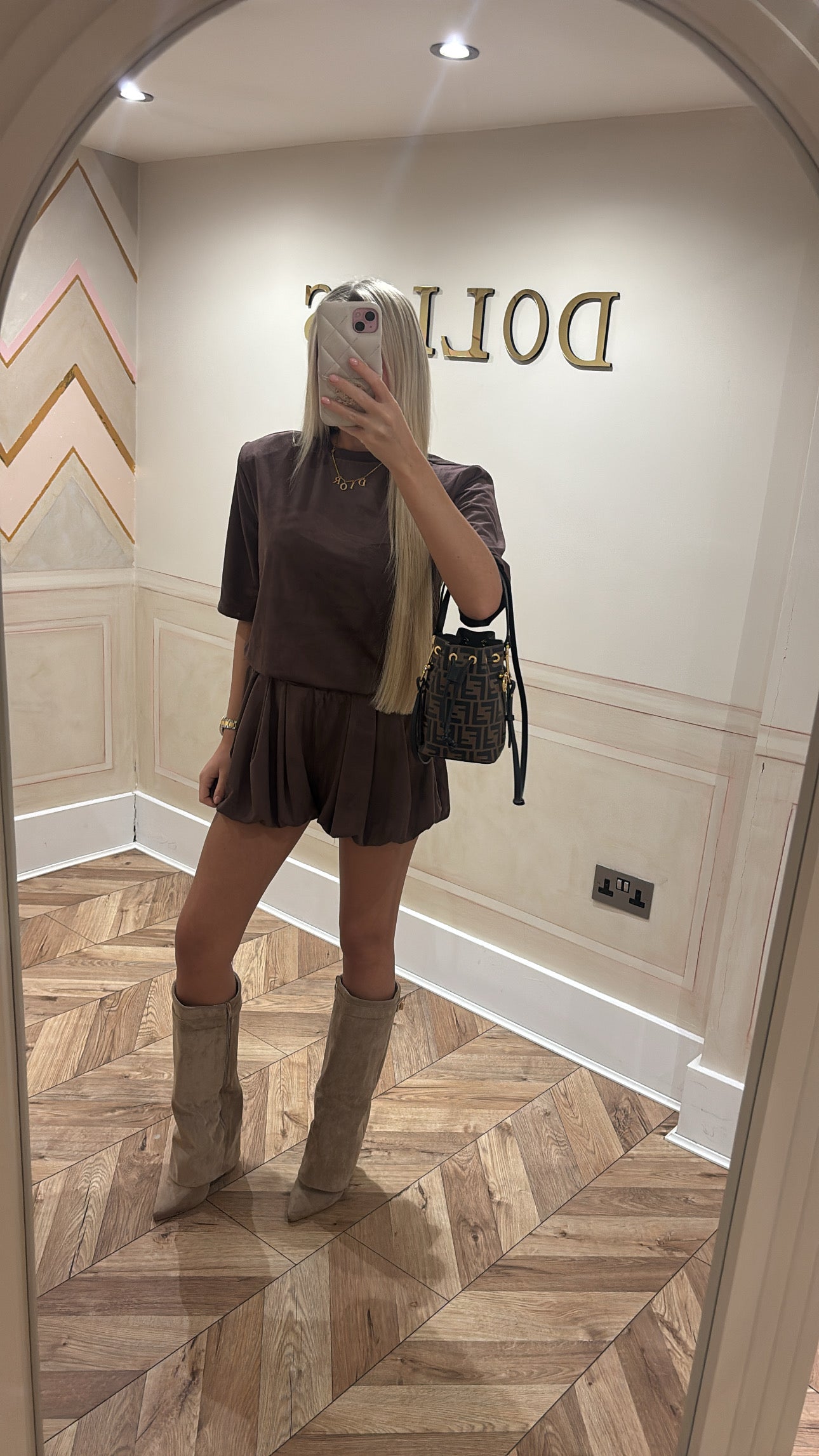 Suede Balloon short set ￼