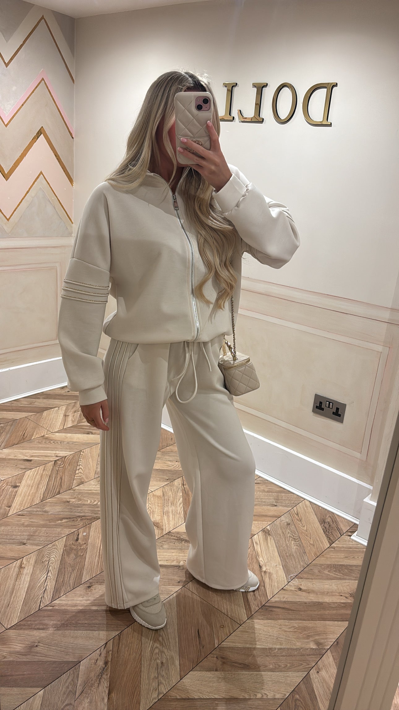 Gold glitter trim lounge set