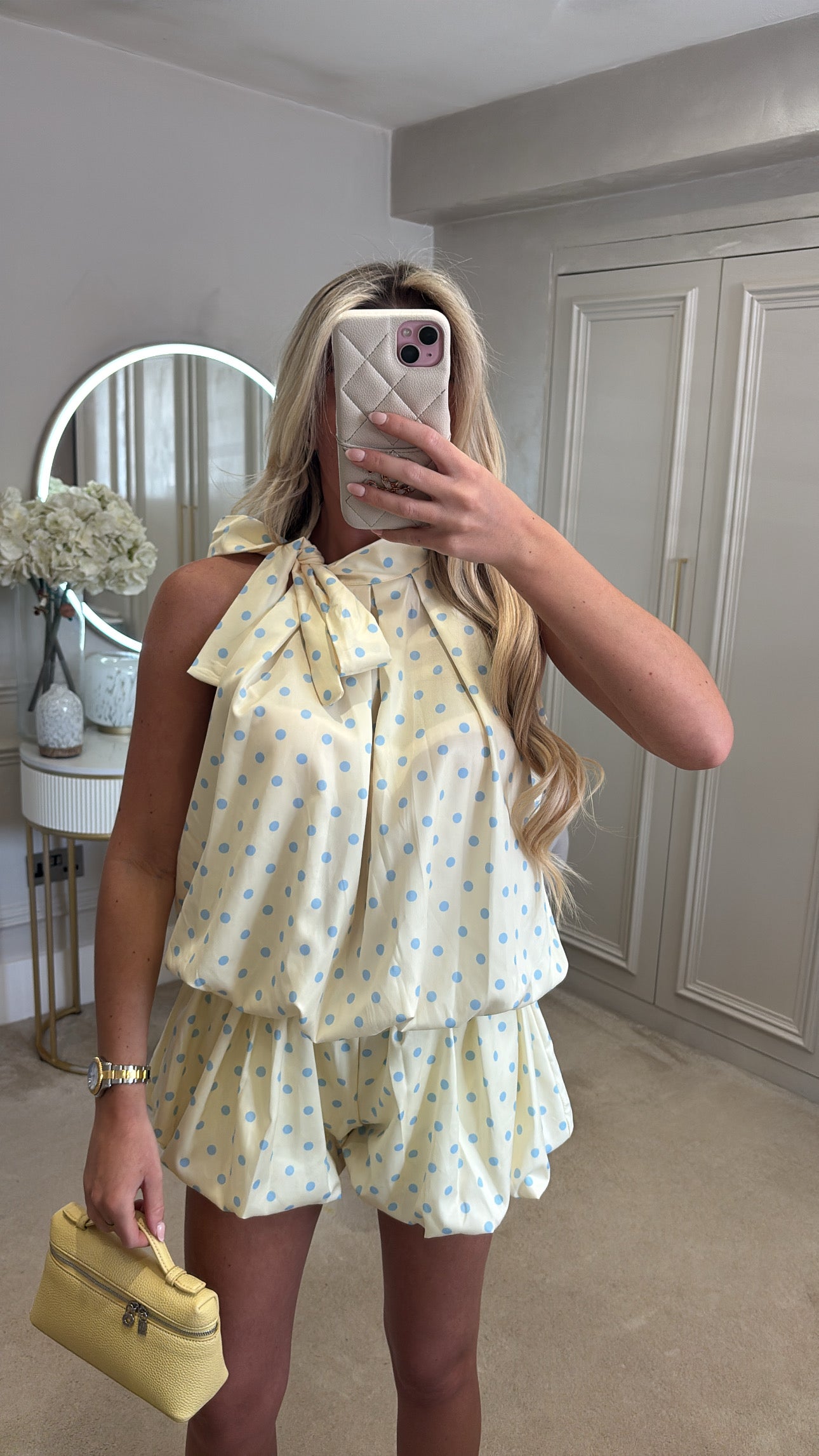 Polkadot bow balloon short co-ord