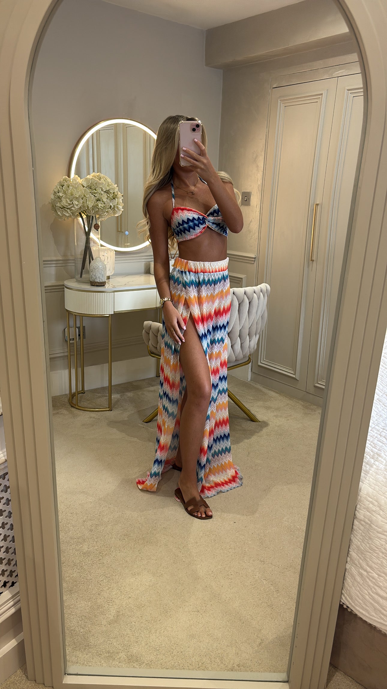 Zig zag tie up Maxi co-ord