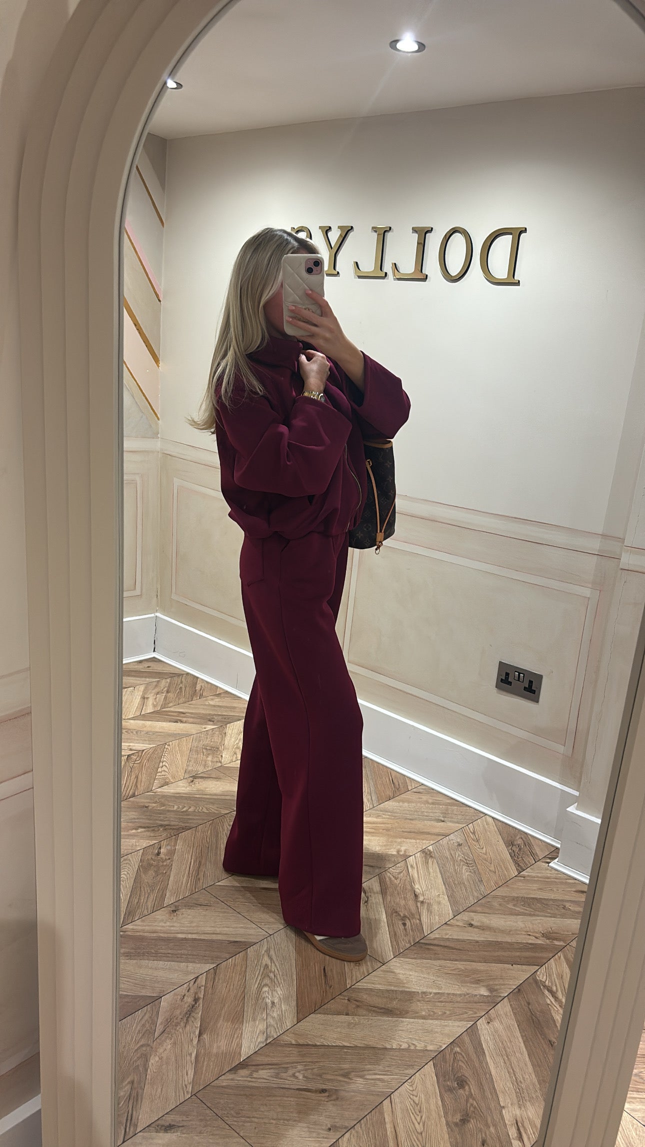 Gold zip jacket lounge set