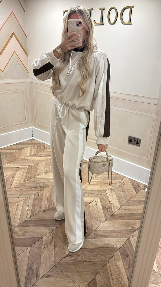 Stripe drawstring lounge set
