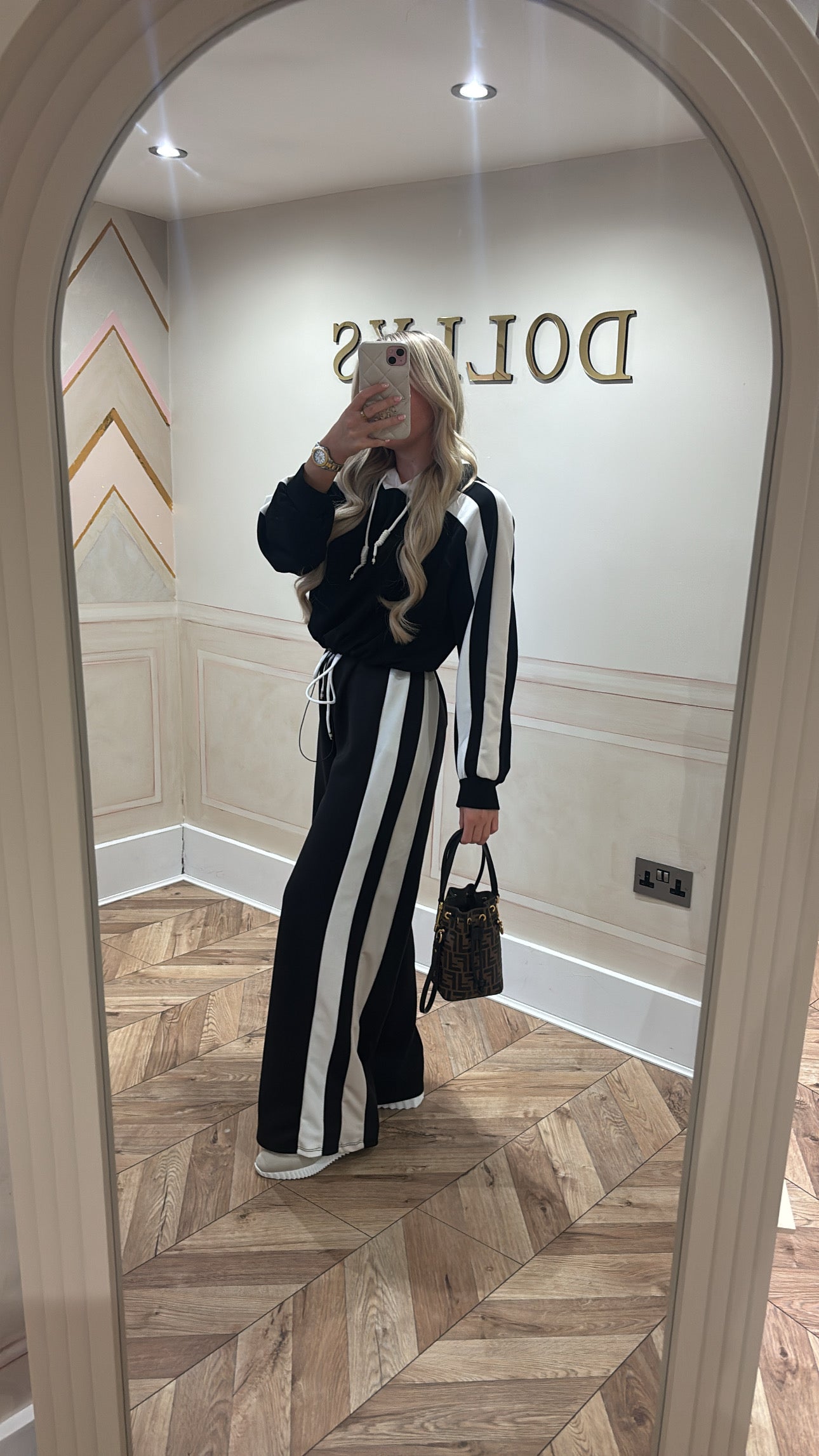 Stripe drawstring lounge set