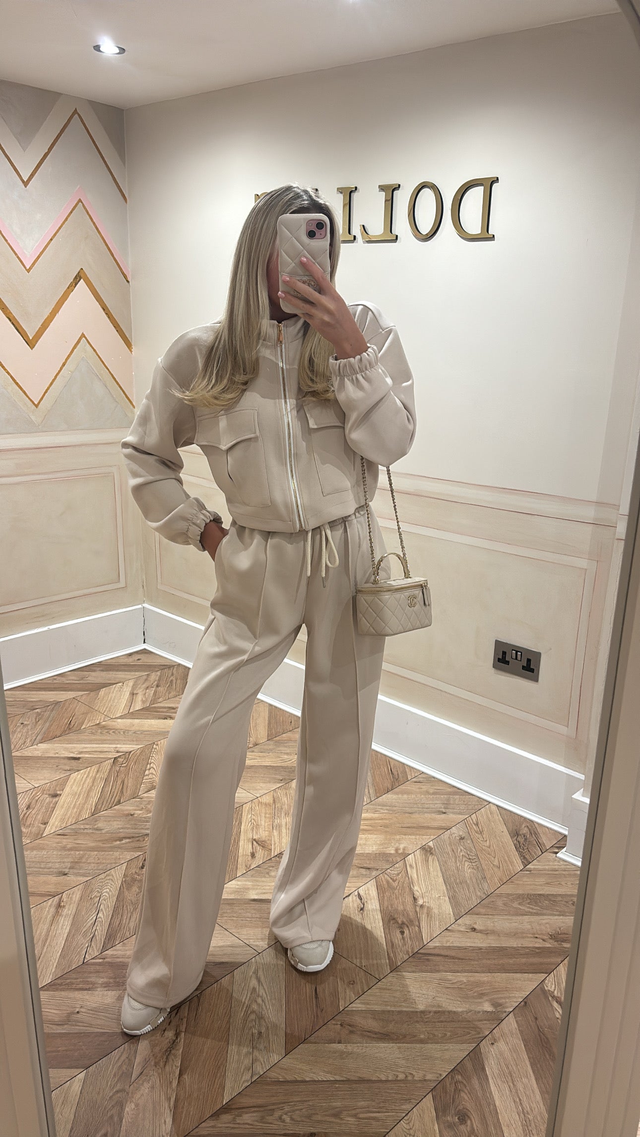 Pocket gold zip lounge set