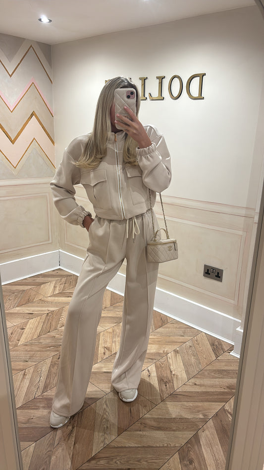 Pocket gold zip lounge set