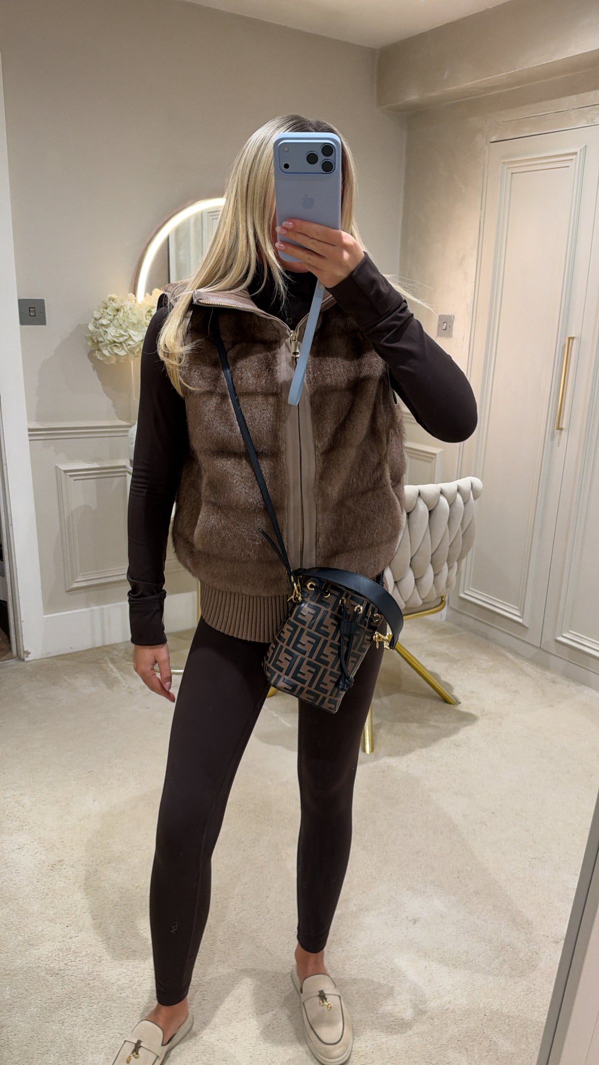 Fur gold zip cardigans