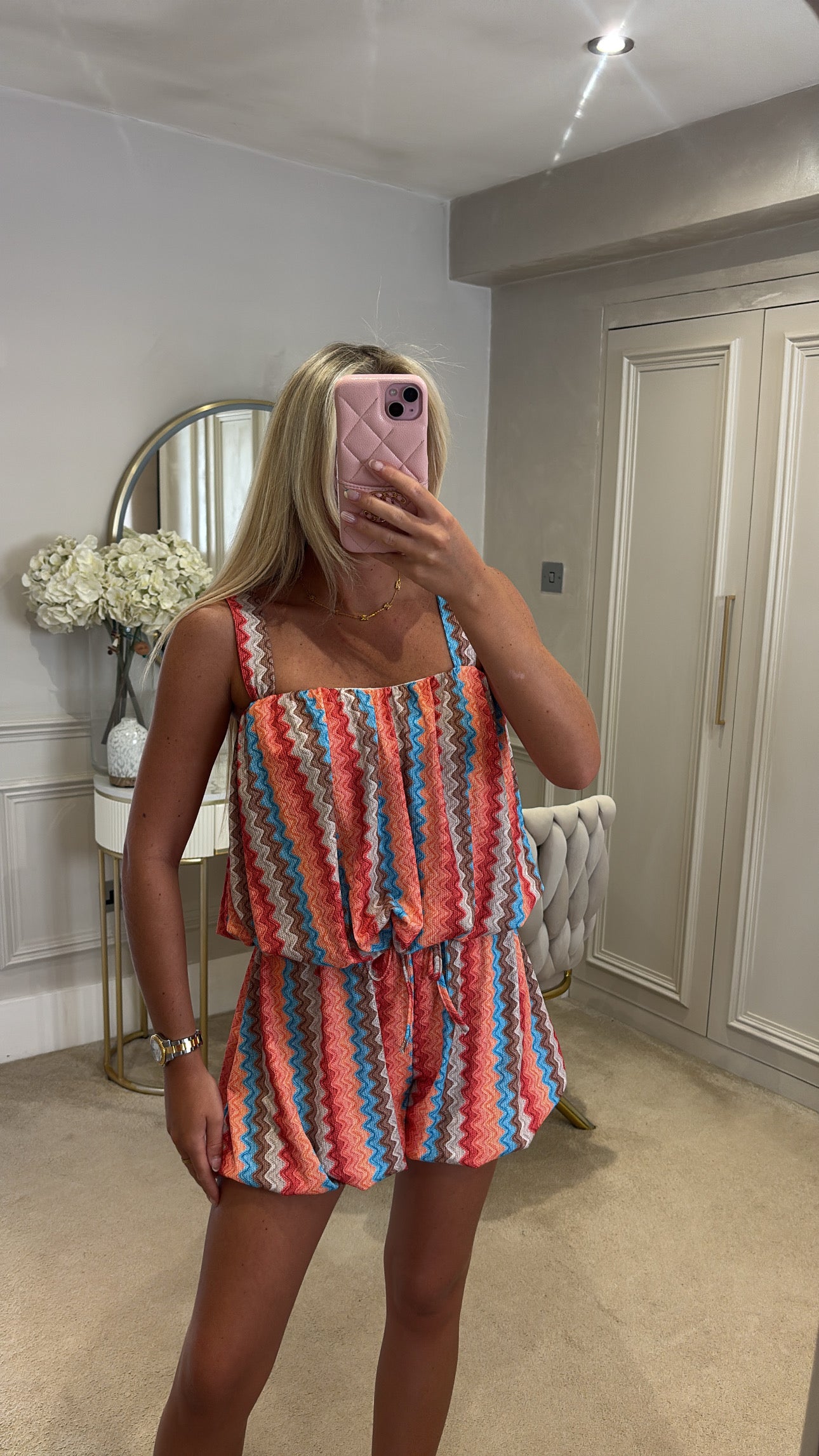 Zig zag puff ball short set