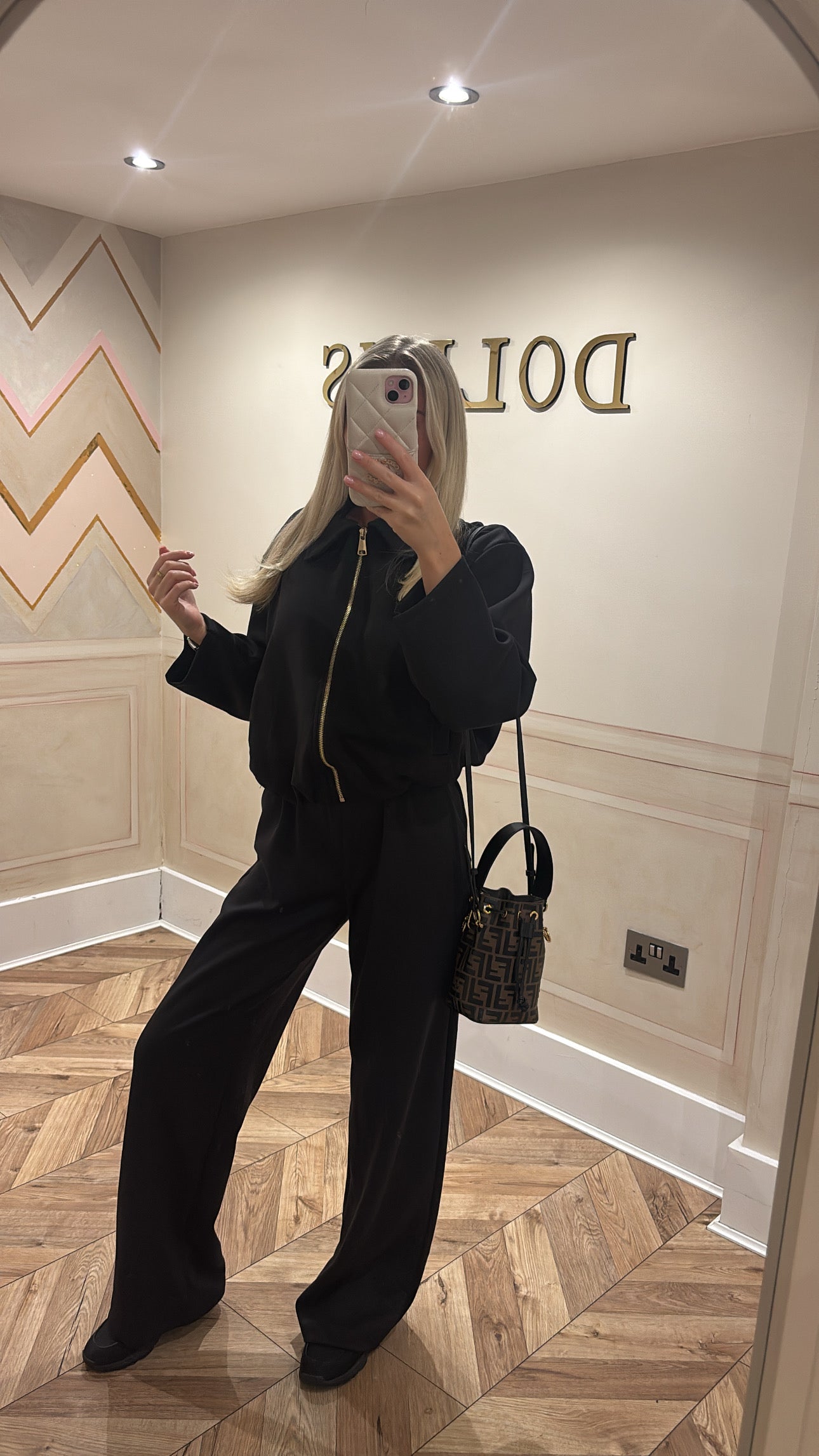 Gold zip jacket lounge set