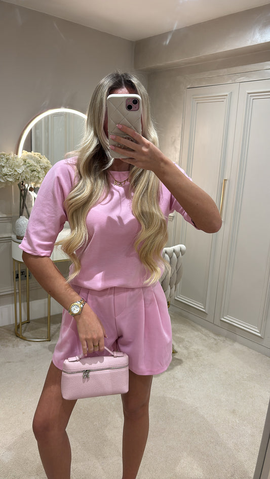 Pleated basic short set ￼