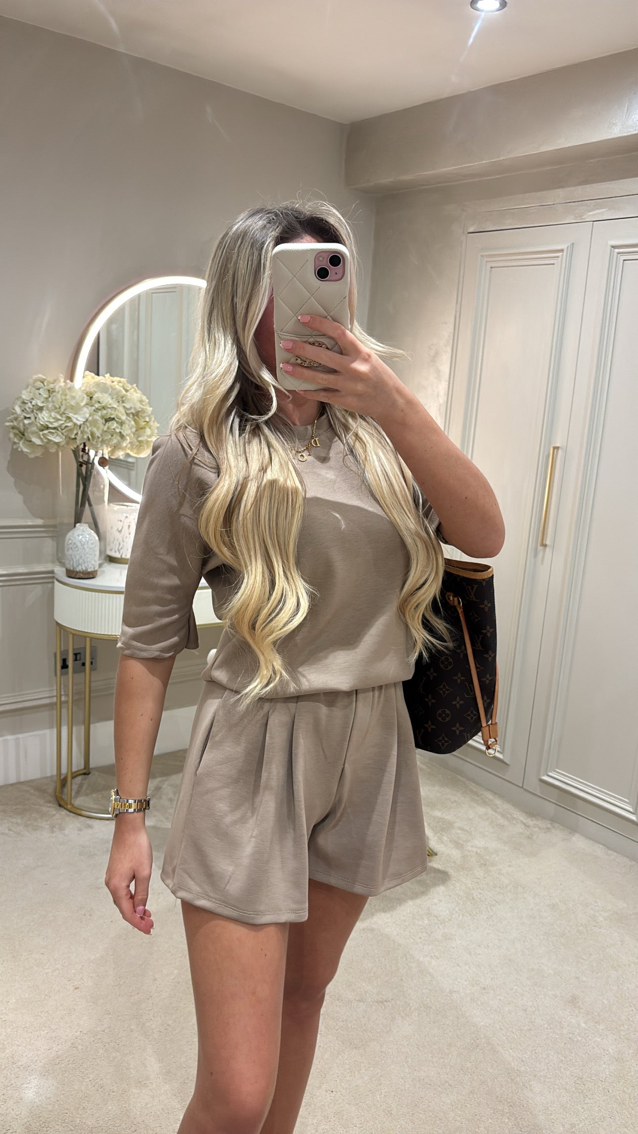 Pleated basic short set ￼