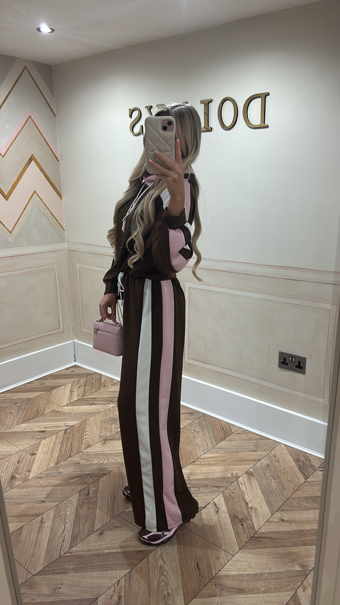 Stripe drawstring lounge set