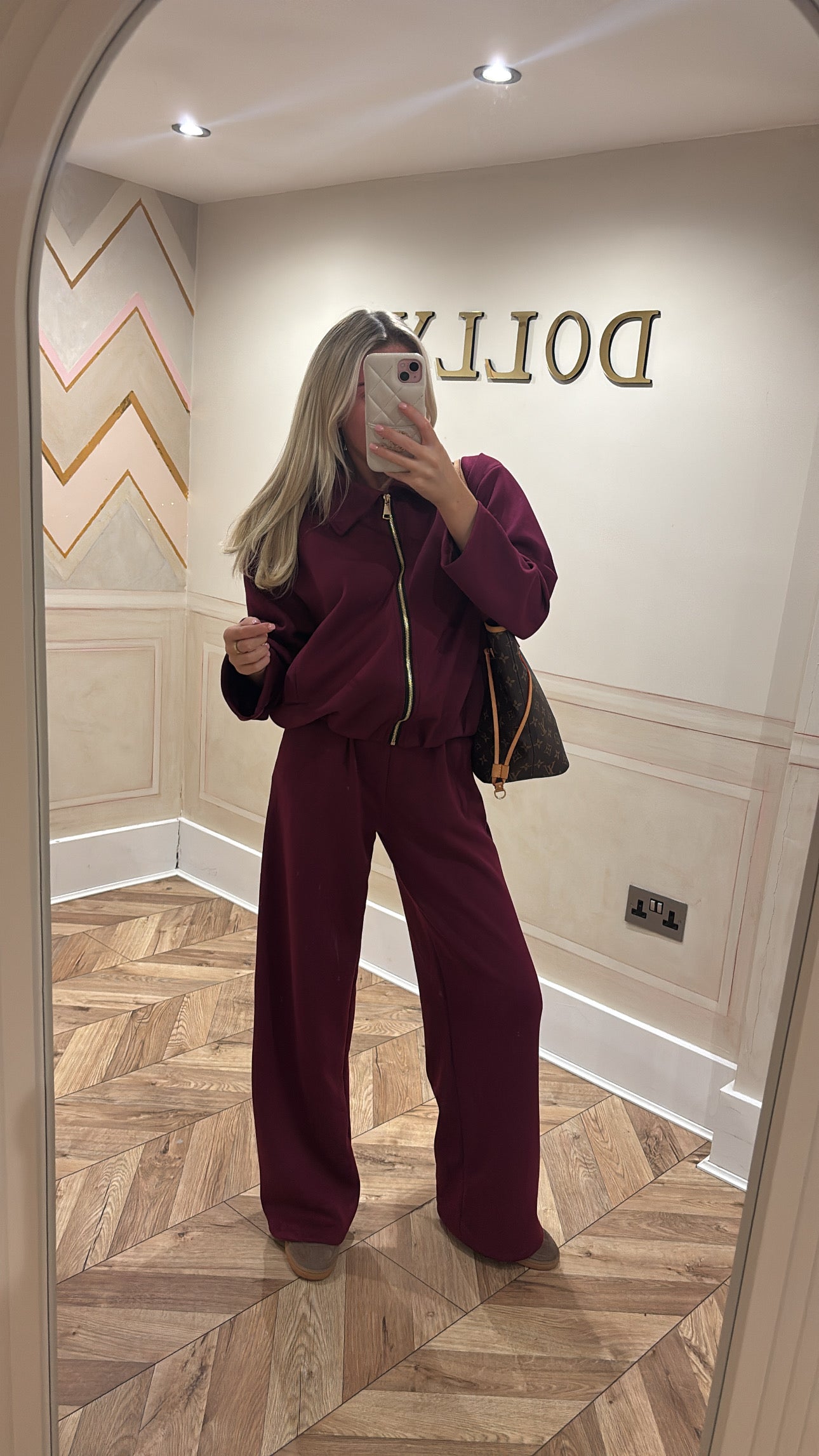 Gold zip jacket lounge set
