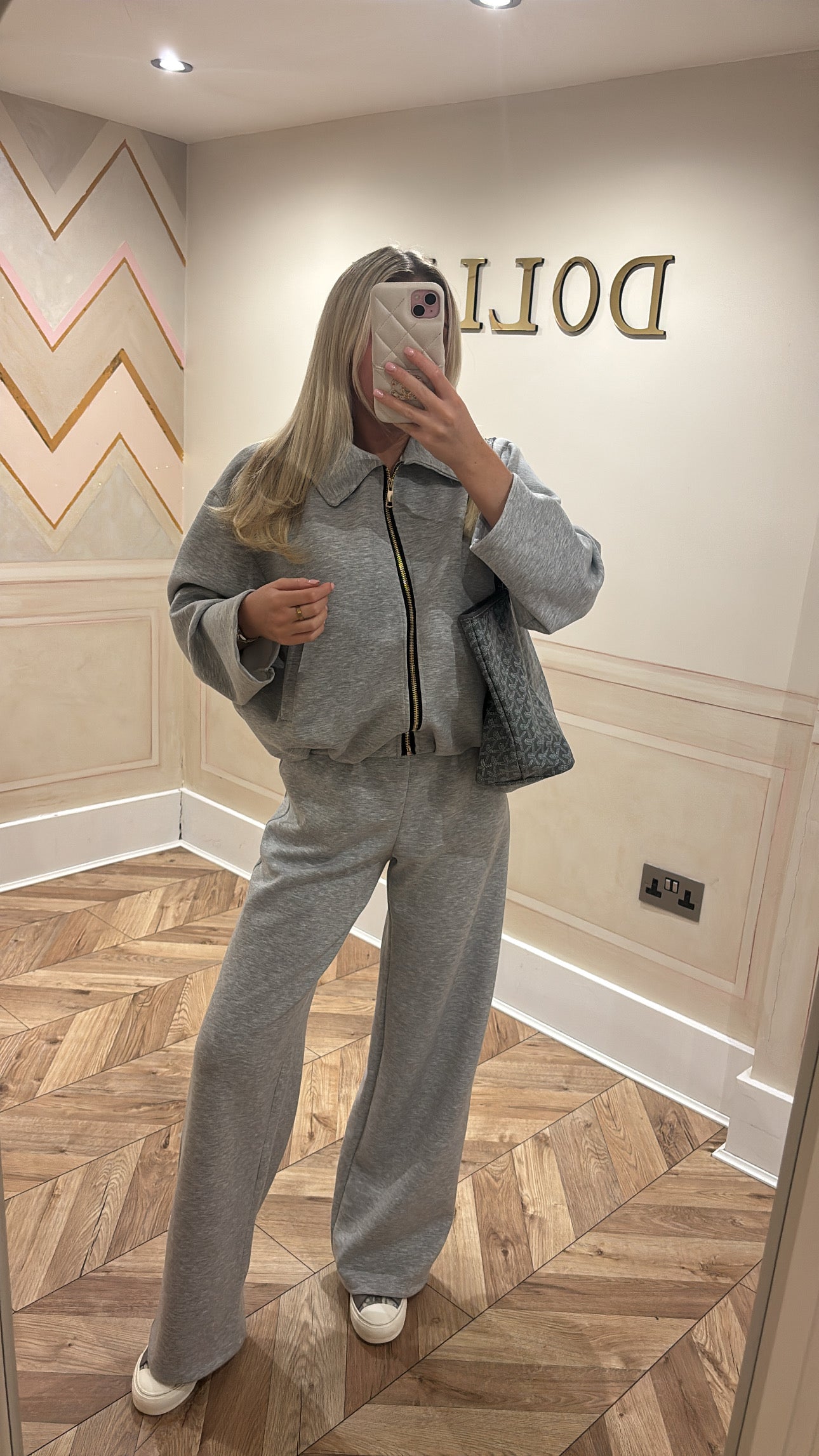 Gold zip jacket lounge set