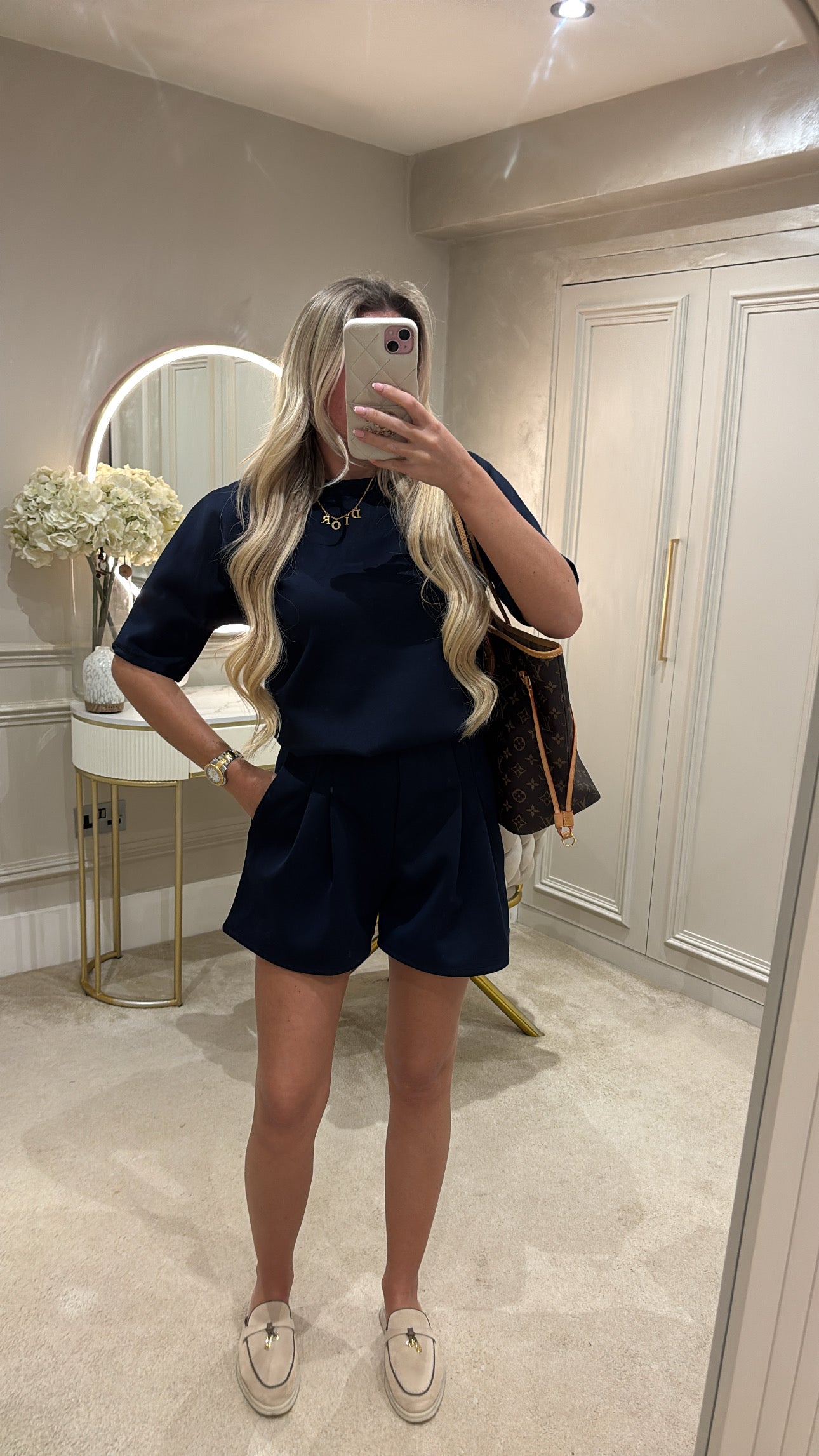 Pleated basic short set ￼