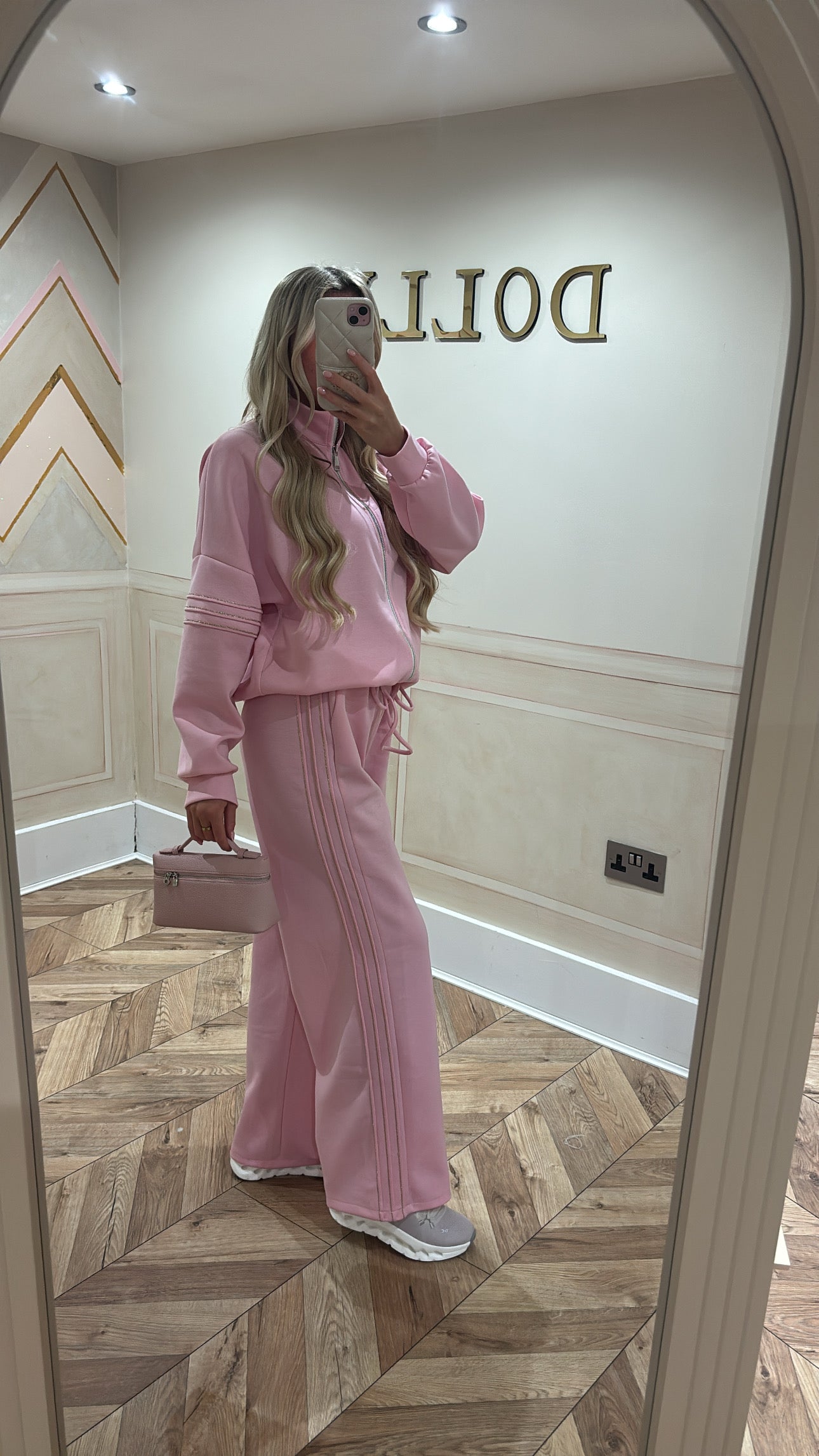 Gold glitter trim lounge set