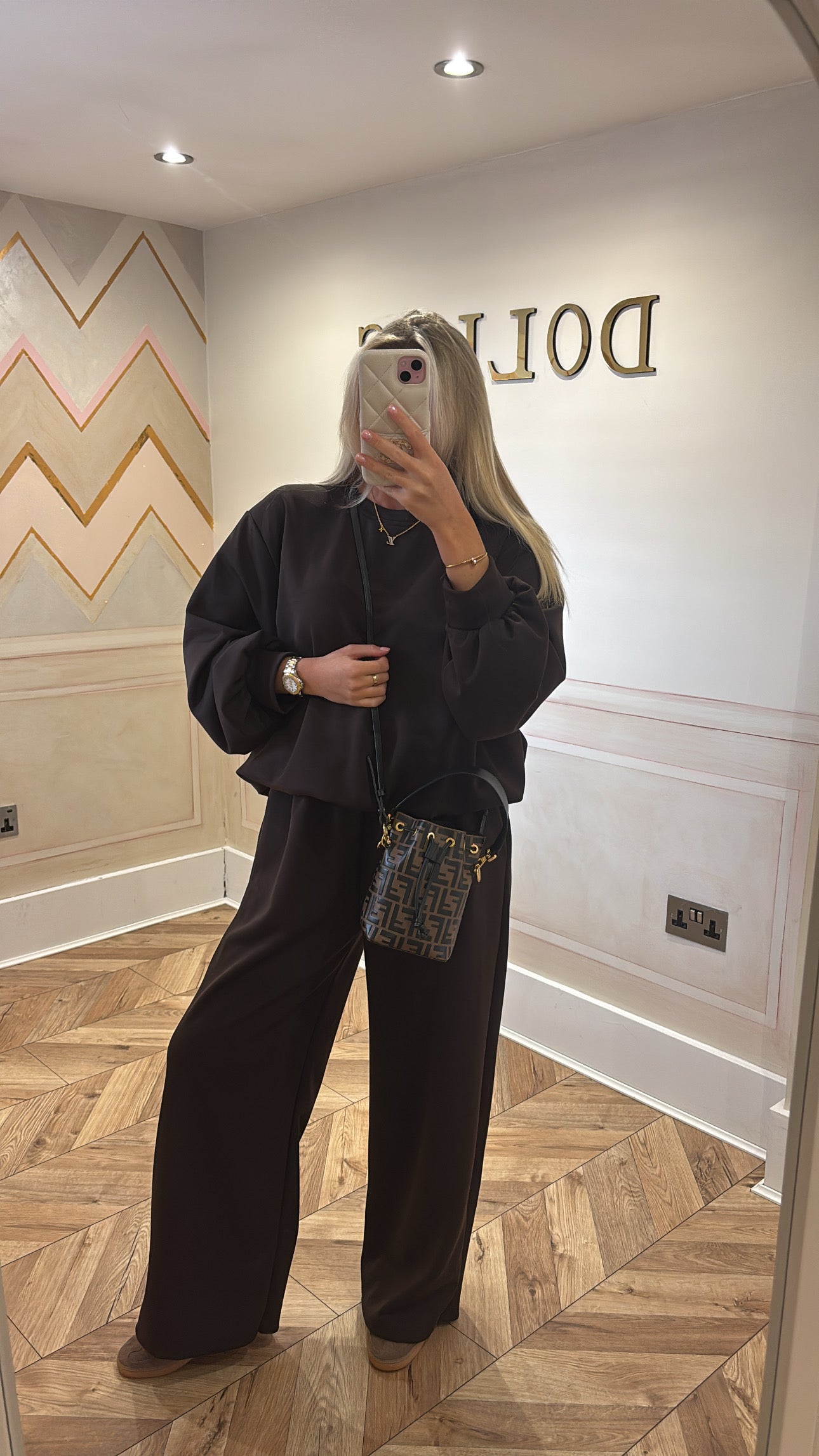 Ruched cuff flared lounge set