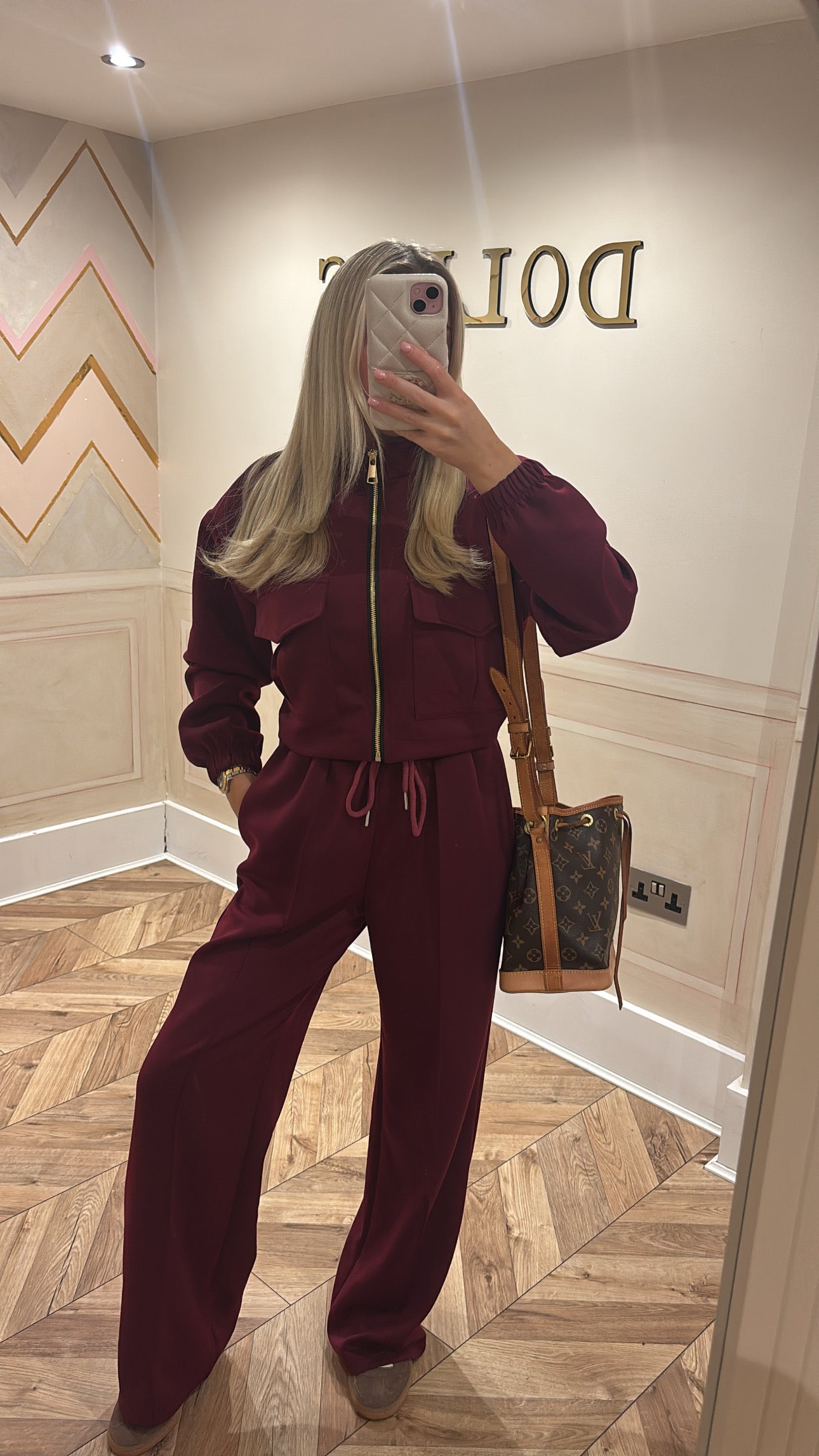 Pocket gold zip lounge set