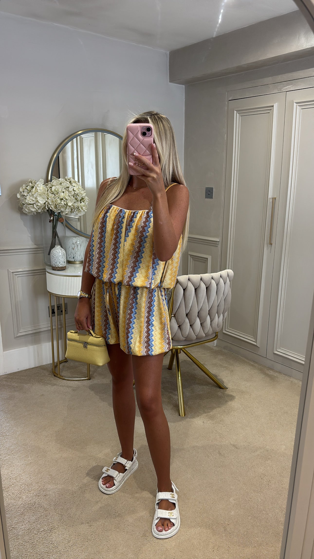 Zig zag puff ball short set