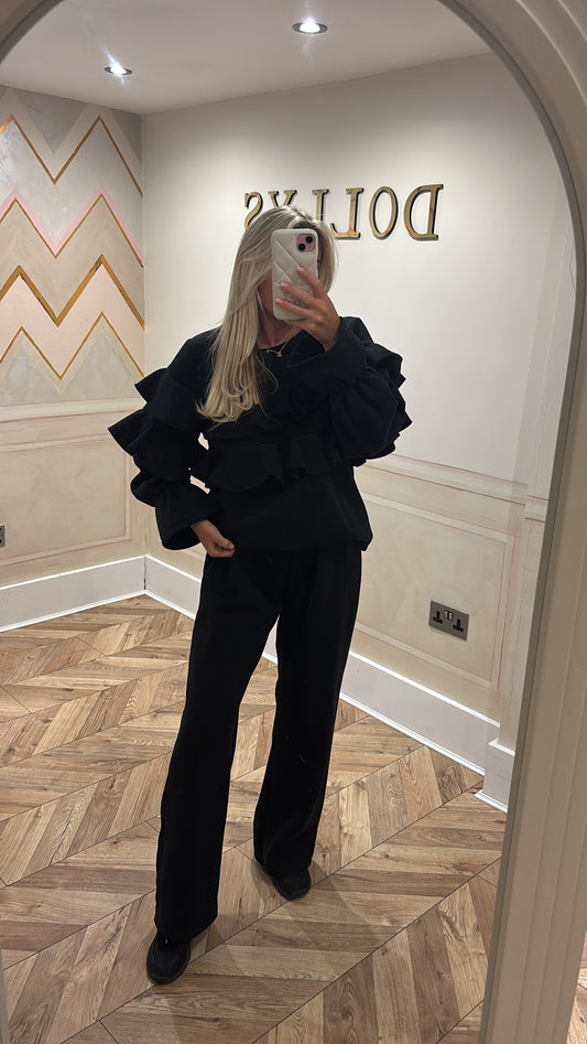 Ruffle flared lounge set